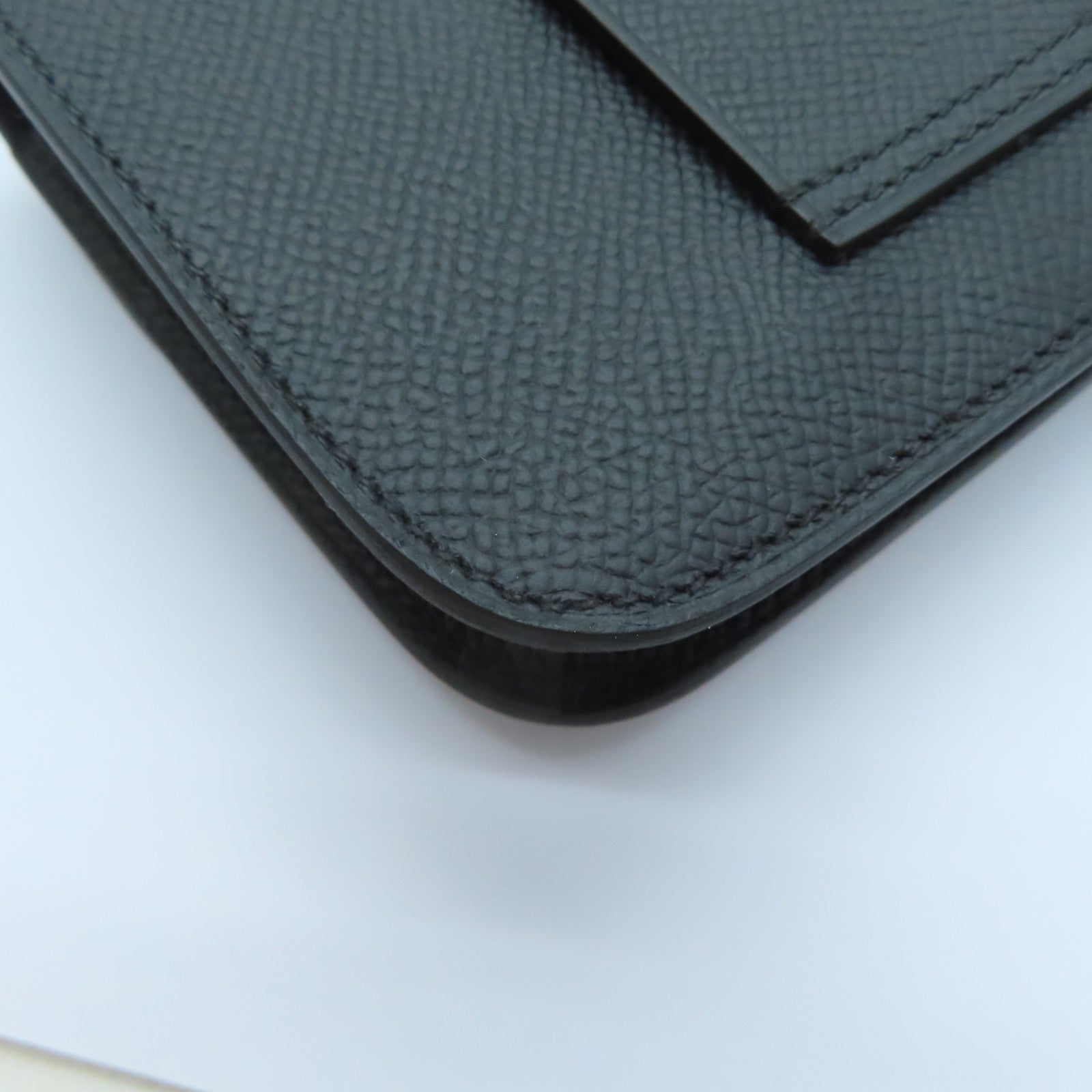 HERMES Epsom皮革Constance Slim金扣卡片套Noir黑色