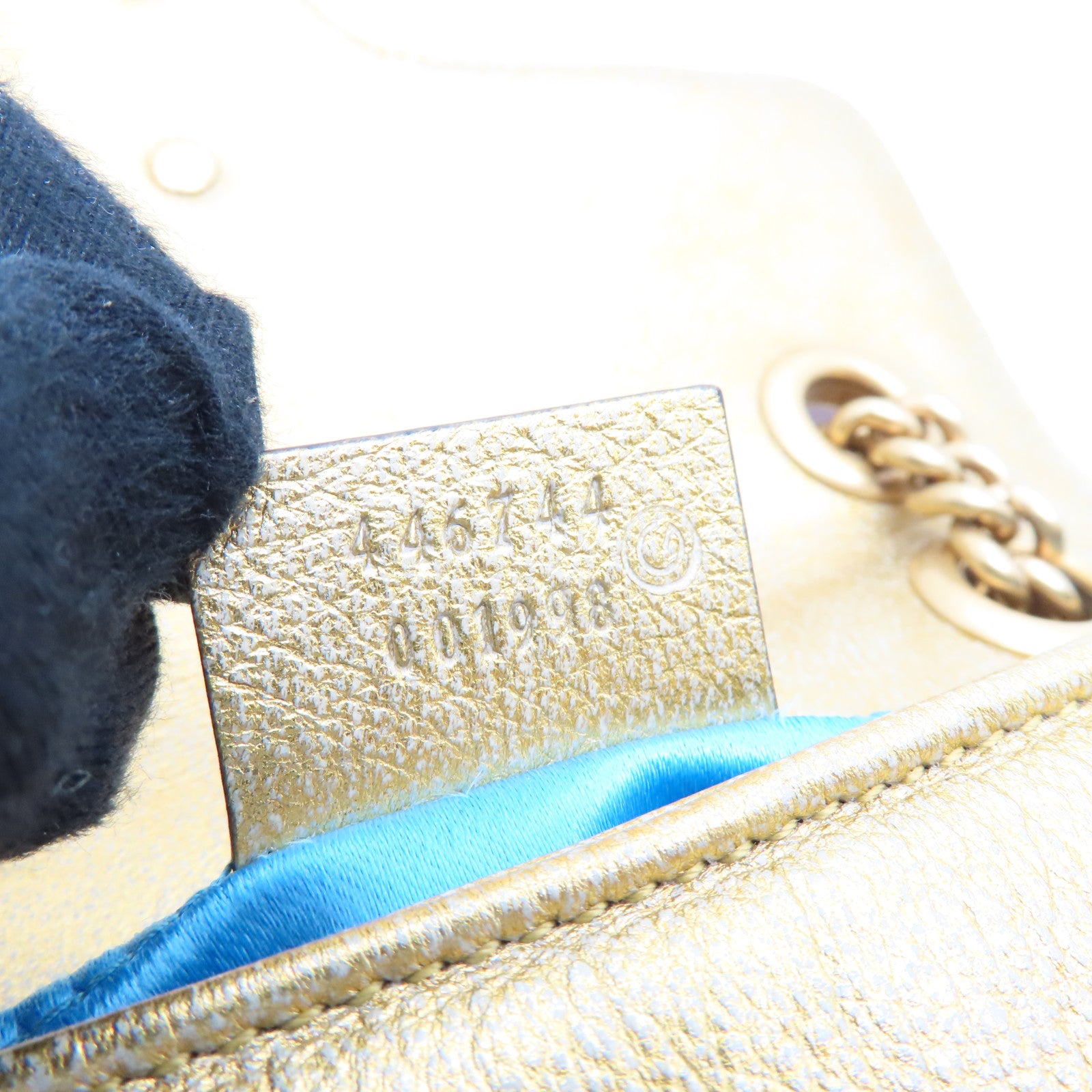 GUCCI cowhide leather GG Marmont gold buckle chain shoulder bag gold pink