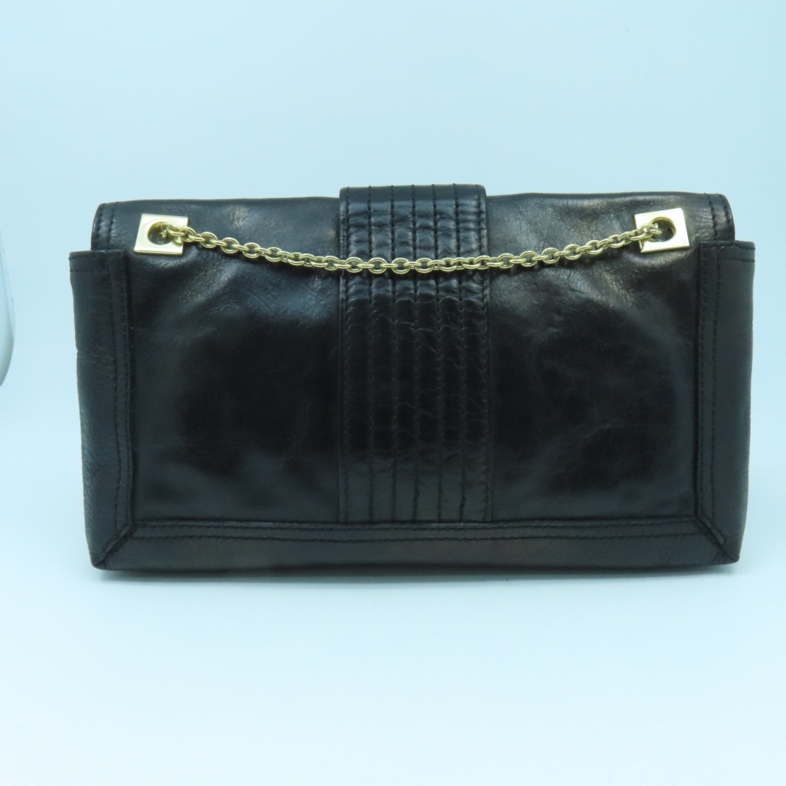 FENDI 牛皮皮革Shoulder Bag金扣肩背袋黑色