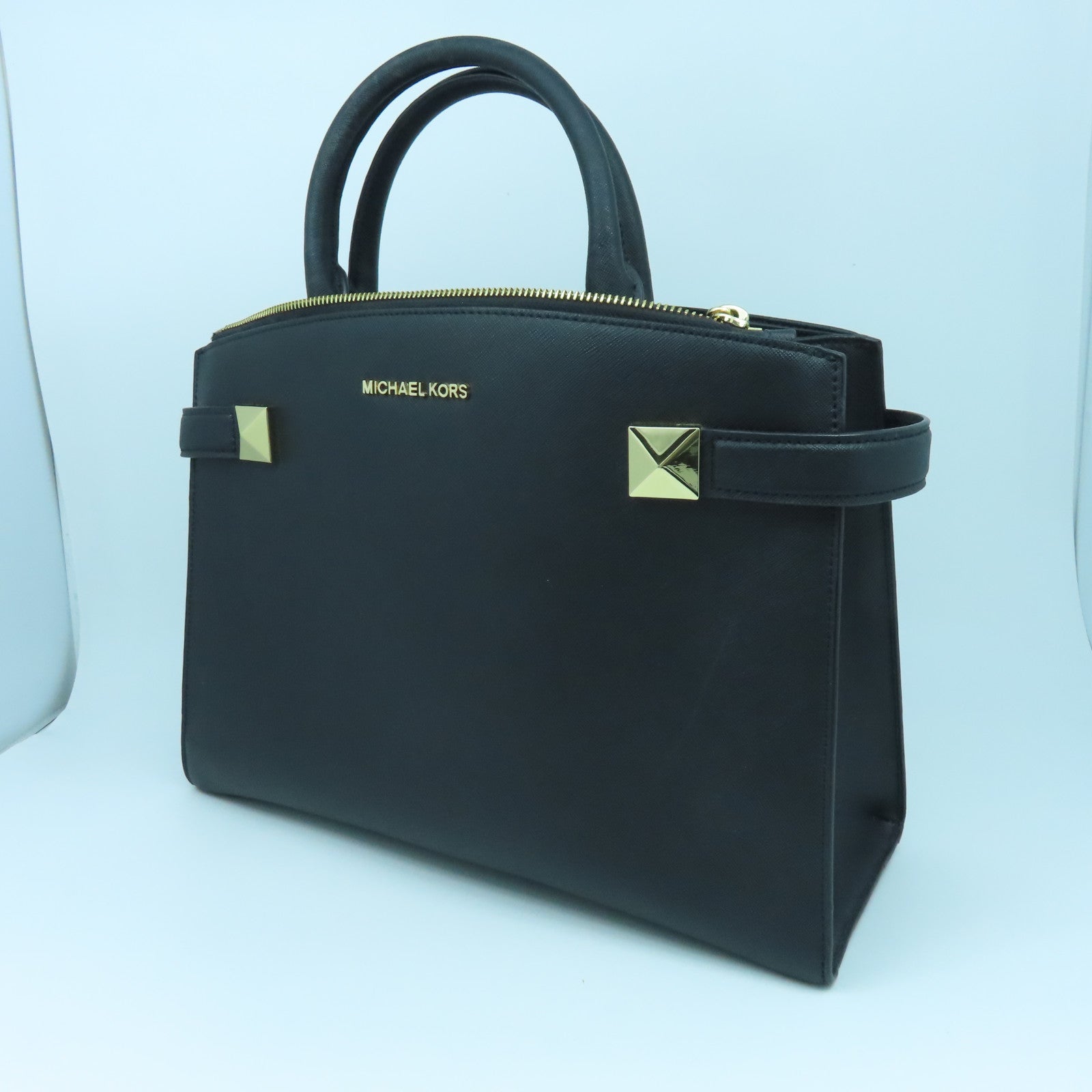 Michael Kors 牛皮皮革2 Way Shoulder金扣手挽肩背兩用袋黑色