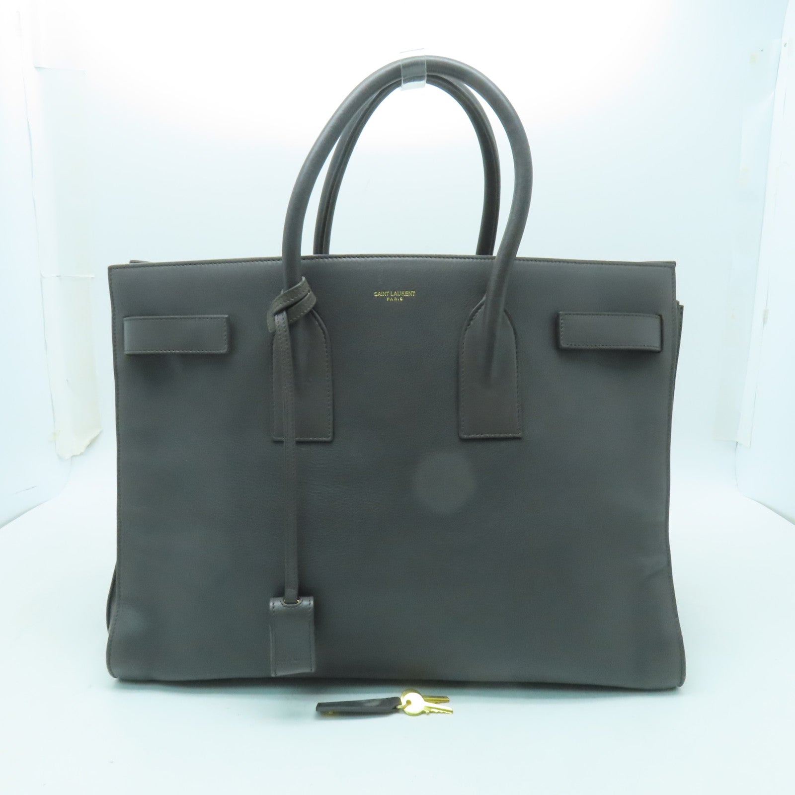 SAINT LAURENT 牛皮皮革Sac De Jour金扣手挽袋灰色
