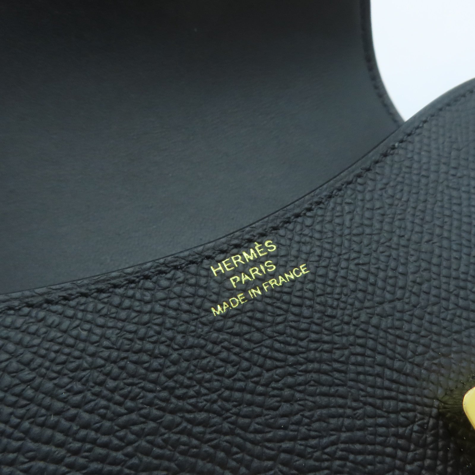 HERMES Epsom皮革Constance Slim金扣卡片套Noir黑色