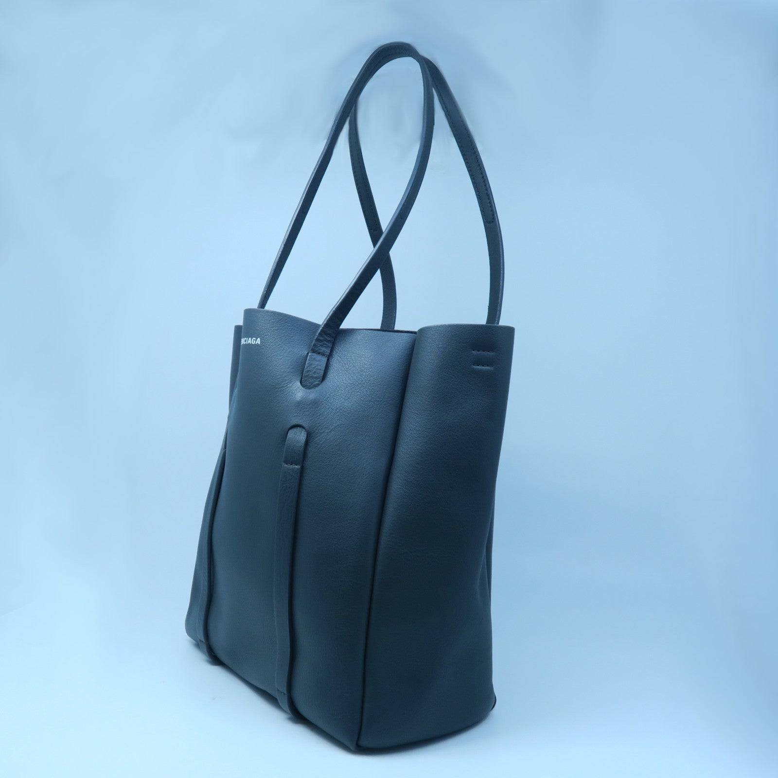 BALENCIAGA 羊皮皮革Tote Bag銀扣手挽袋灰色
