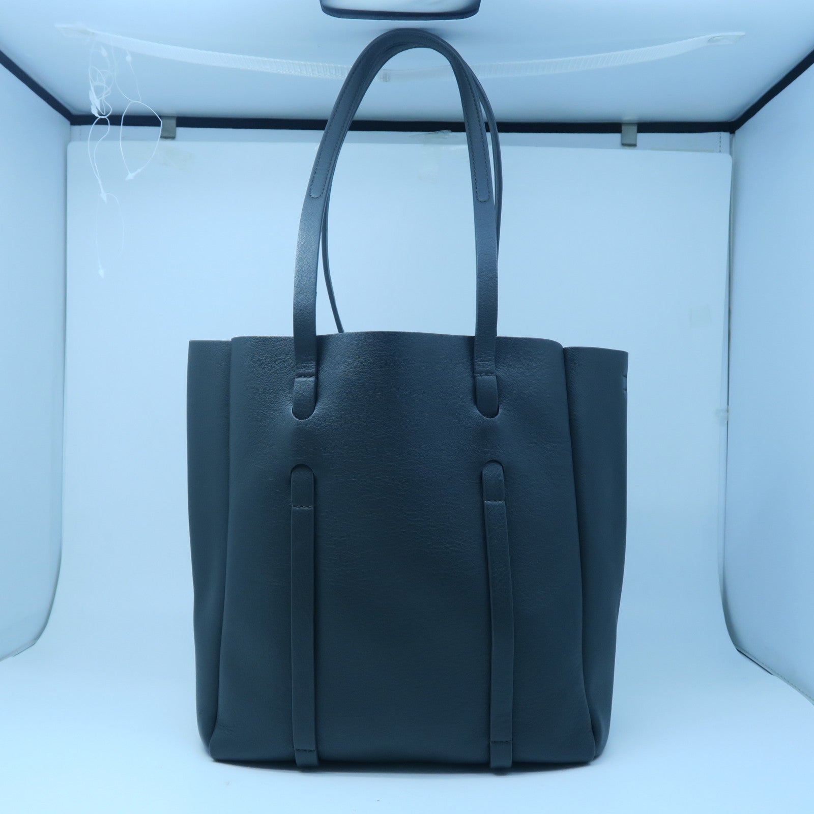 BALENCIAGA 羊皮皮革Tote Bag銀扣手挽袋灰色