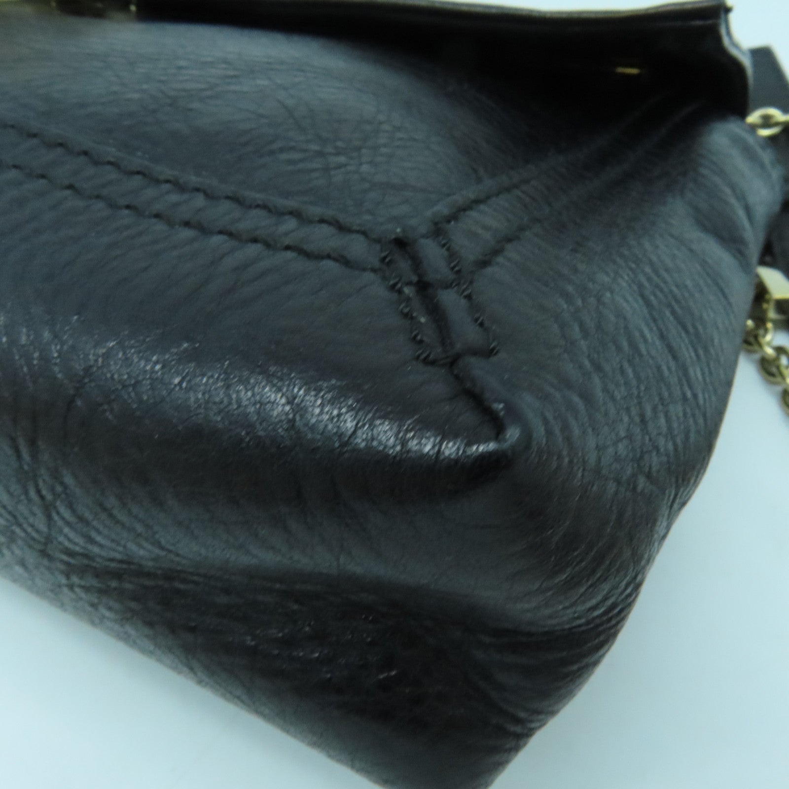 FENDI 牛皮皮革Shoulder Bag金扣肩背袋黑色