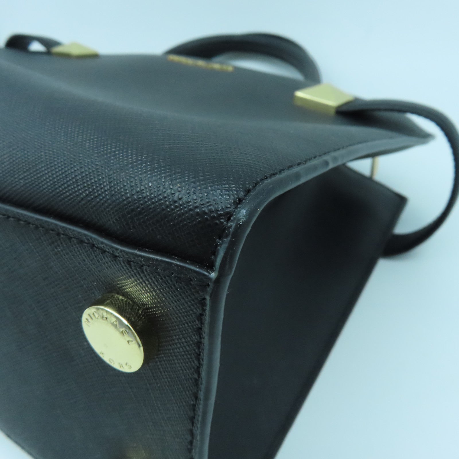 Michael Kors 牛皮皮革2 Way Shoulder金扣手挽肩背兩用袋黑色