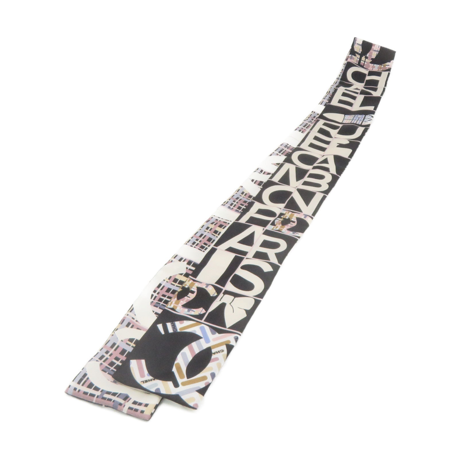 CHANEL Silk Scarf Black/White/Color