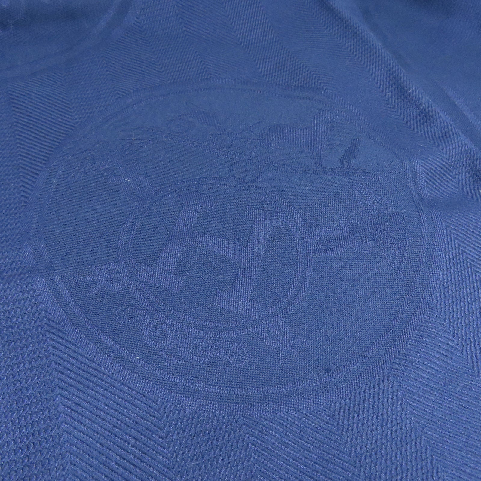 HERMES Wool/Silk 75x210 Libris Stole Shawl Blue