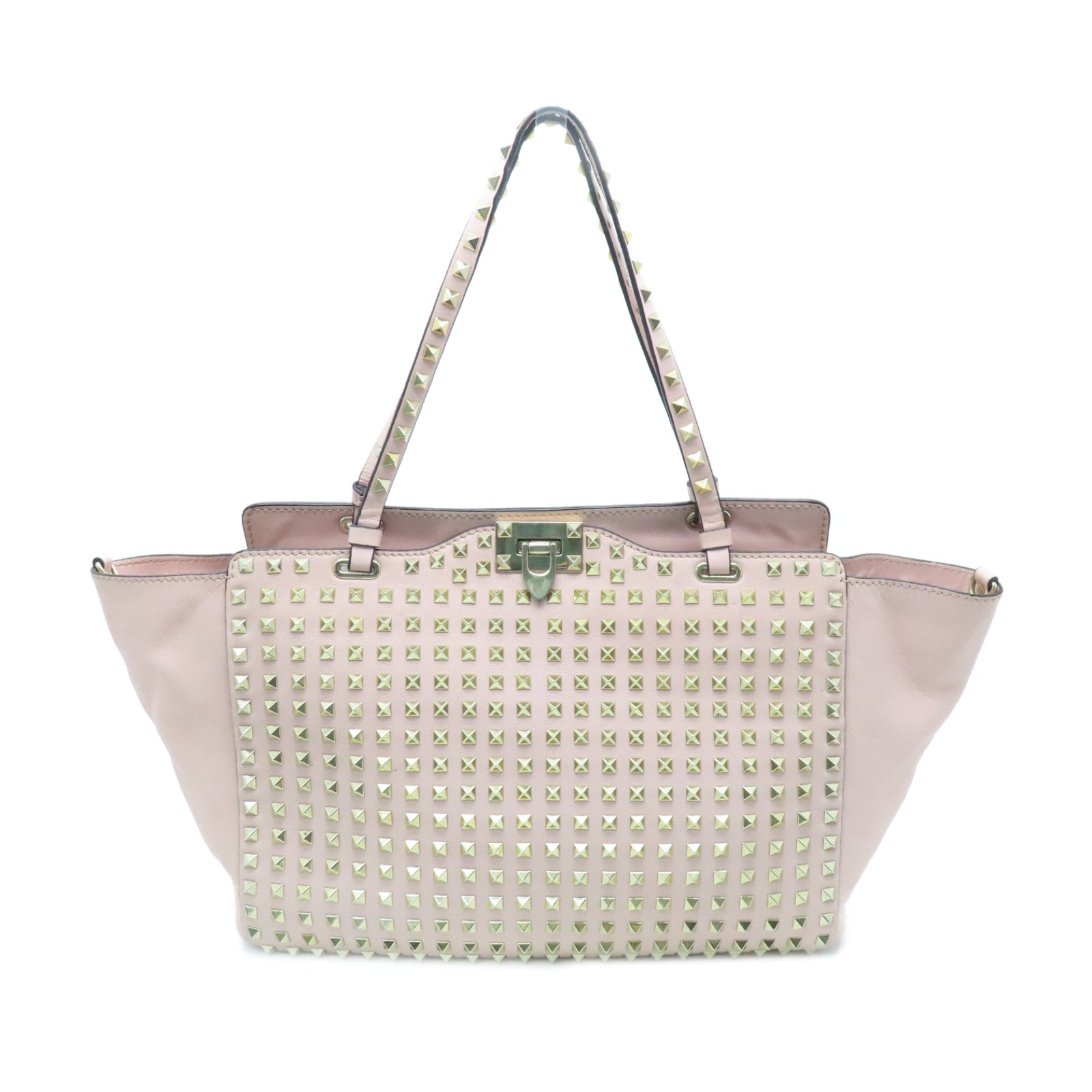 Valentino Leather Rockstud Gold Buckle Shoulder Bag Pink