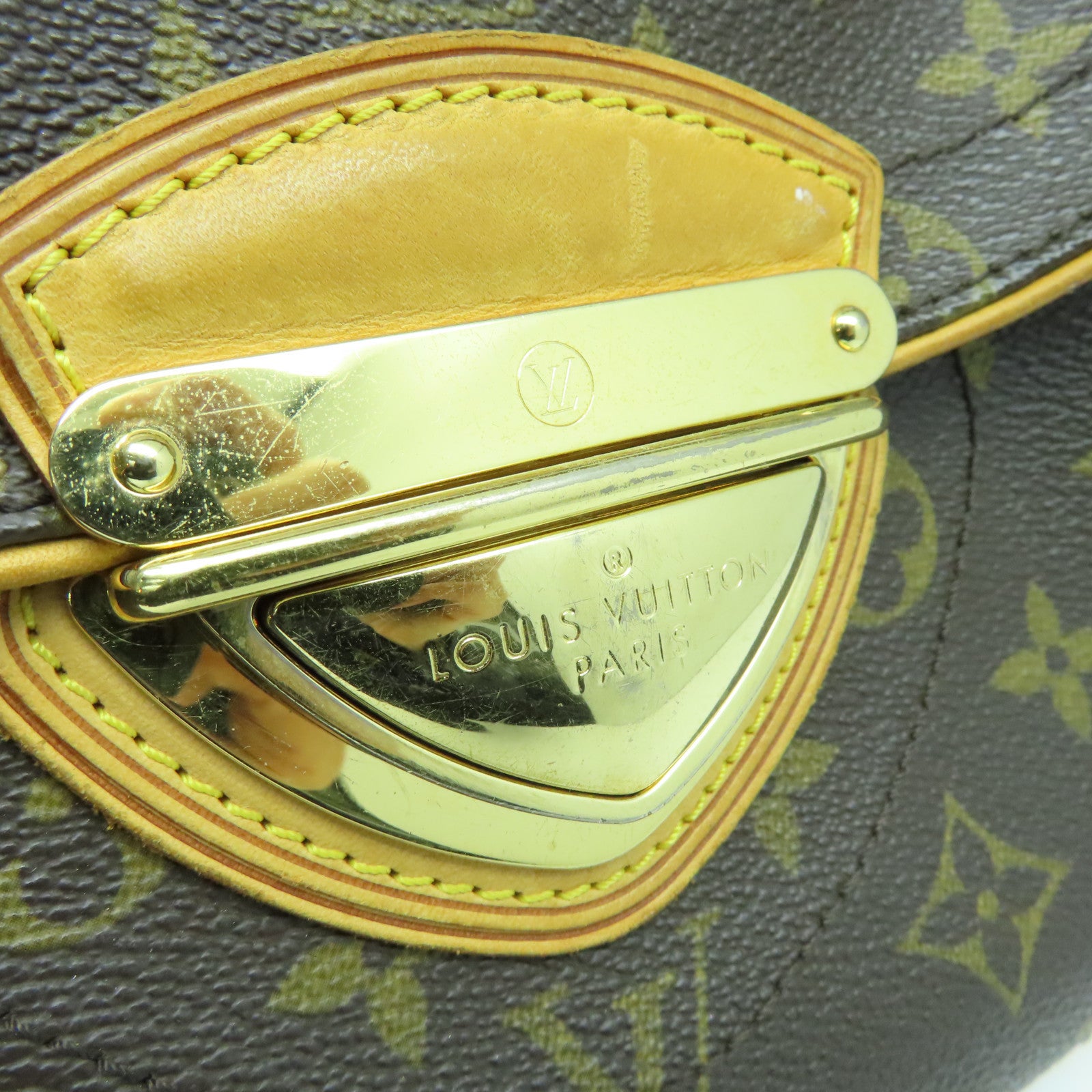 LOUIS VUITTON Monogarm Beverly MM Gold Buckle Shoulder Bag Brown