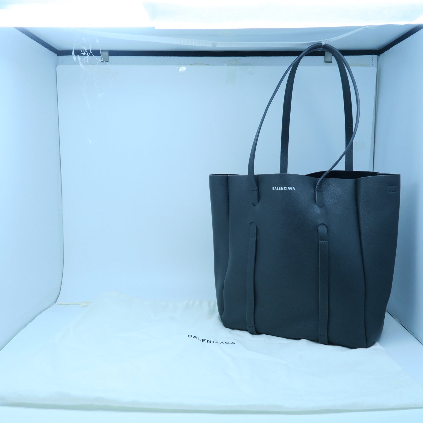 BALENCIAGA 羊皮皮革Tote Bag銀扣手挽袋灰色