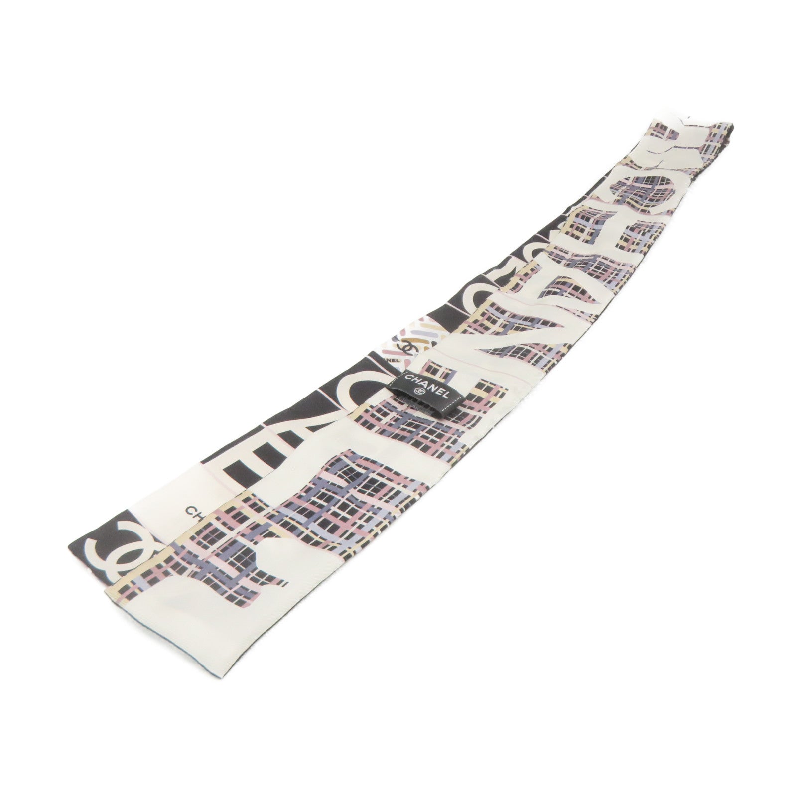 CHANEL Silk Scarf Black/White/Color