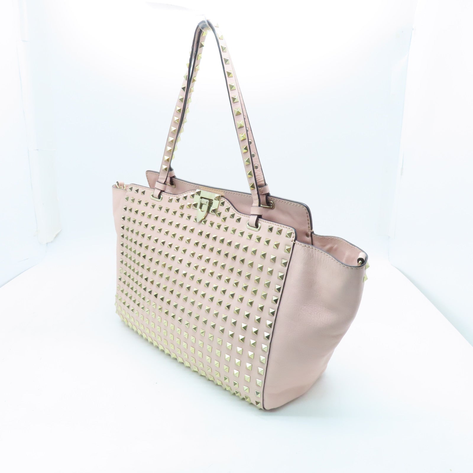 Valentino Leather Rockstud Gold Buckle Shoulder Bag Pink
