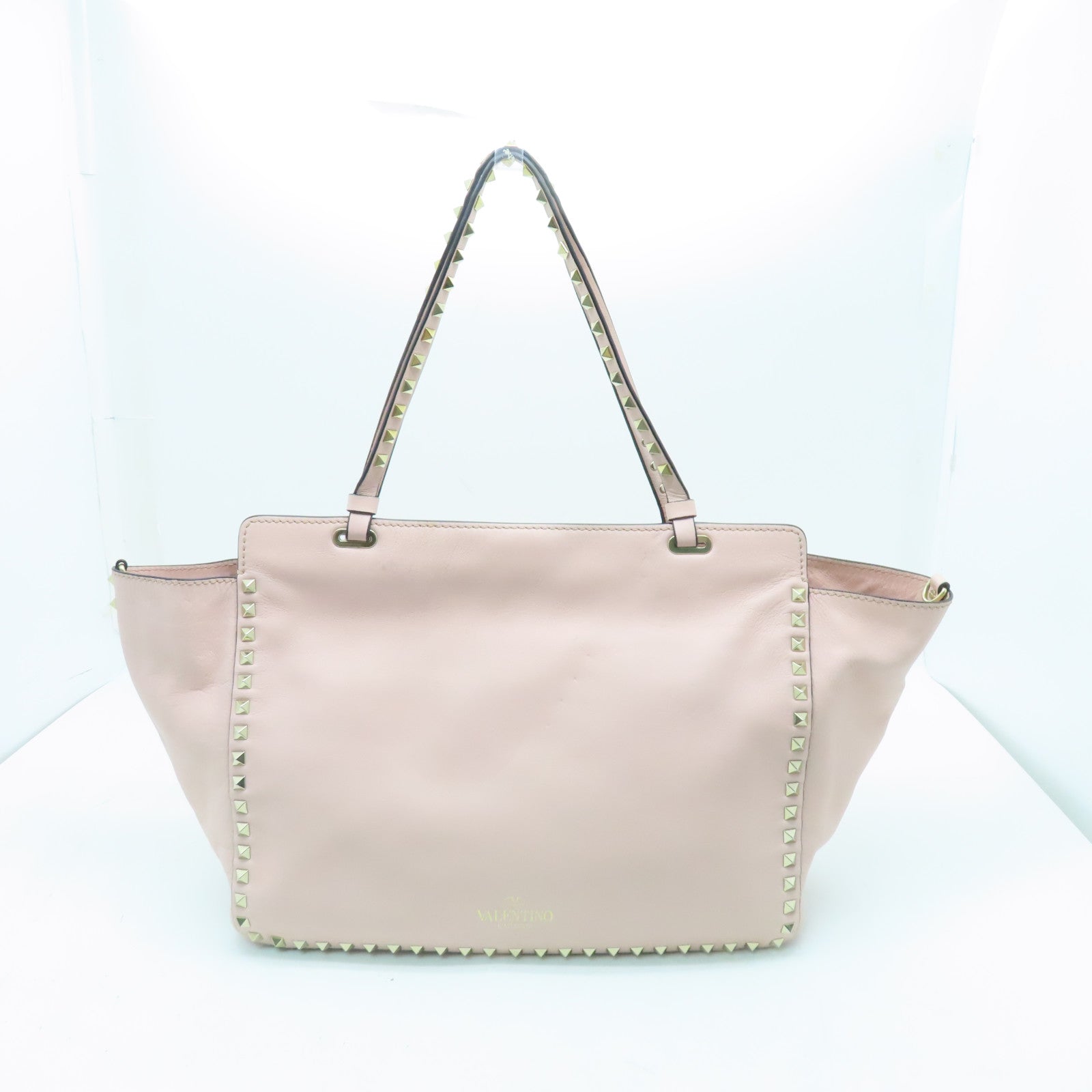 Valentino Leather Rockstud Gold Buckle Shoulder Bag Pink