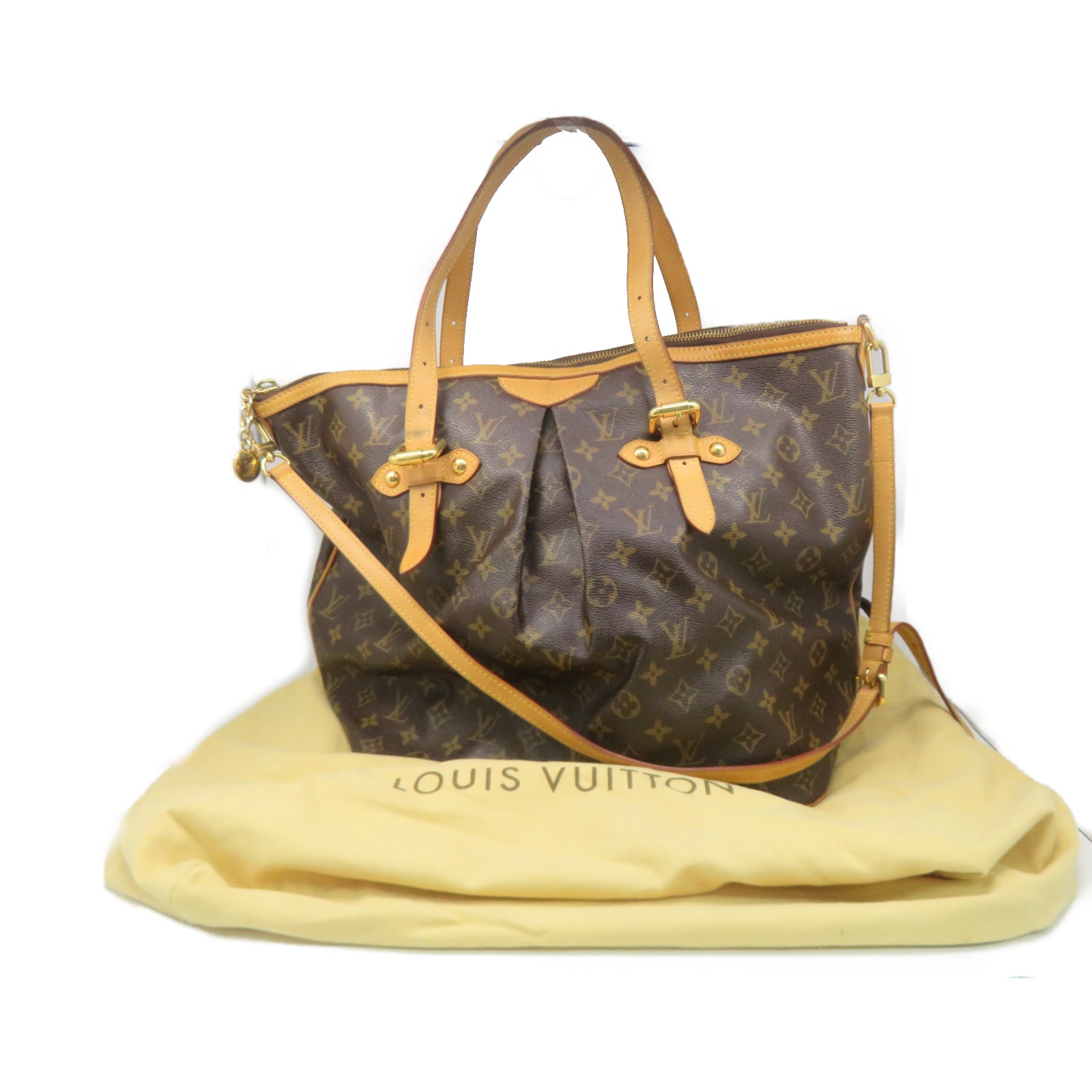 LOUIS VUITTON Monogram Palermo GM gold buckle shoulder shoulder bag brown