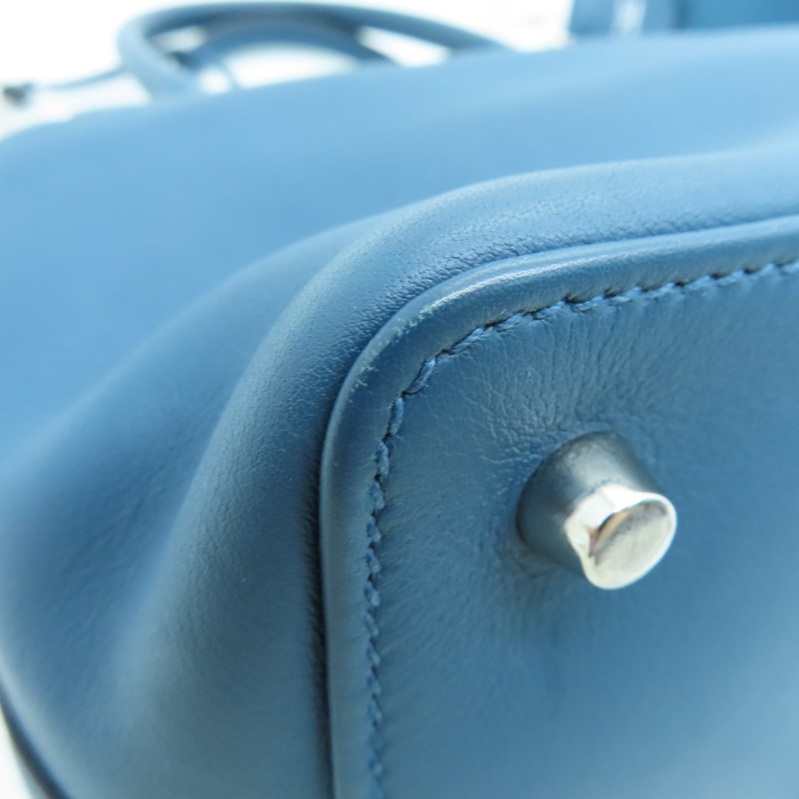 HERMES Swift皮革Tool Box 20银扣手挽肩背两用袋Blue Izmir/蓝色