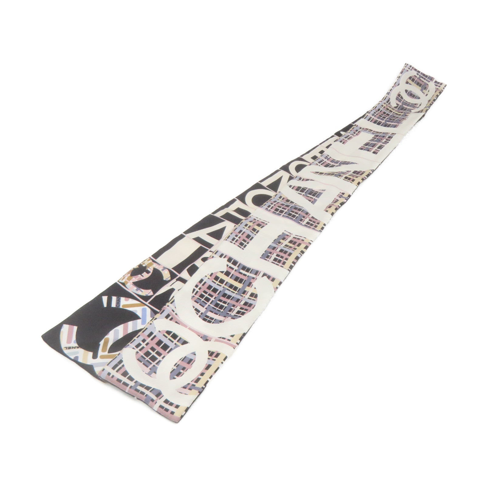 CHANEL Silk Scarf Black/White/Color