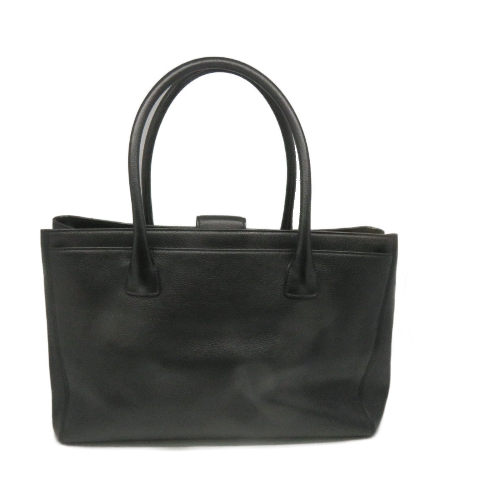 CHANEL 【激減優惠】牛皮皮革2Way Tote Bag銀扣手挽肩背兩用袋黑色