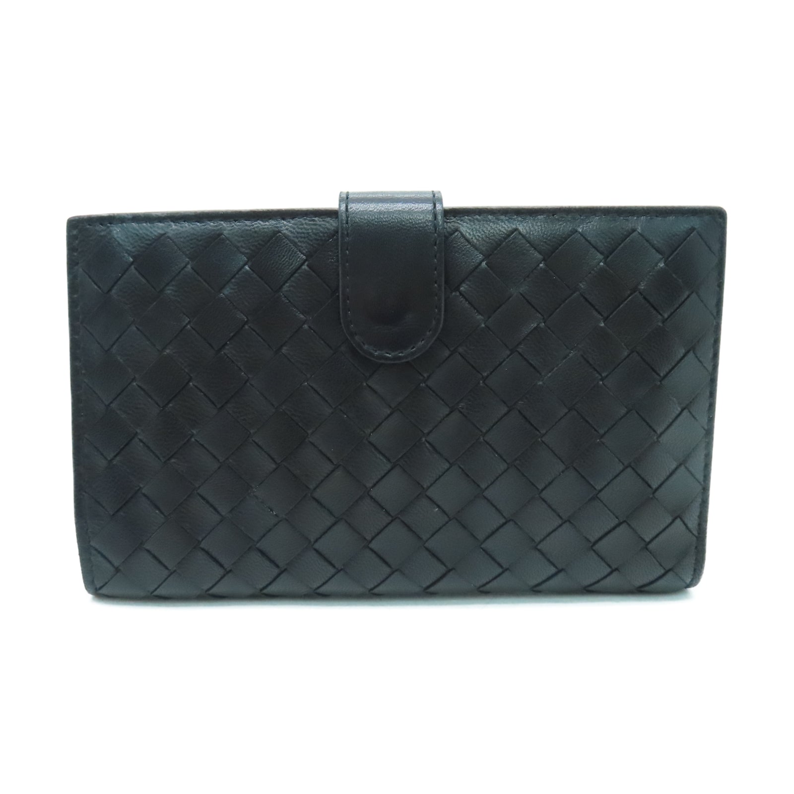 BOTTEGA VENETA 牛皮皮革Wallet銀扣長錢包黑色