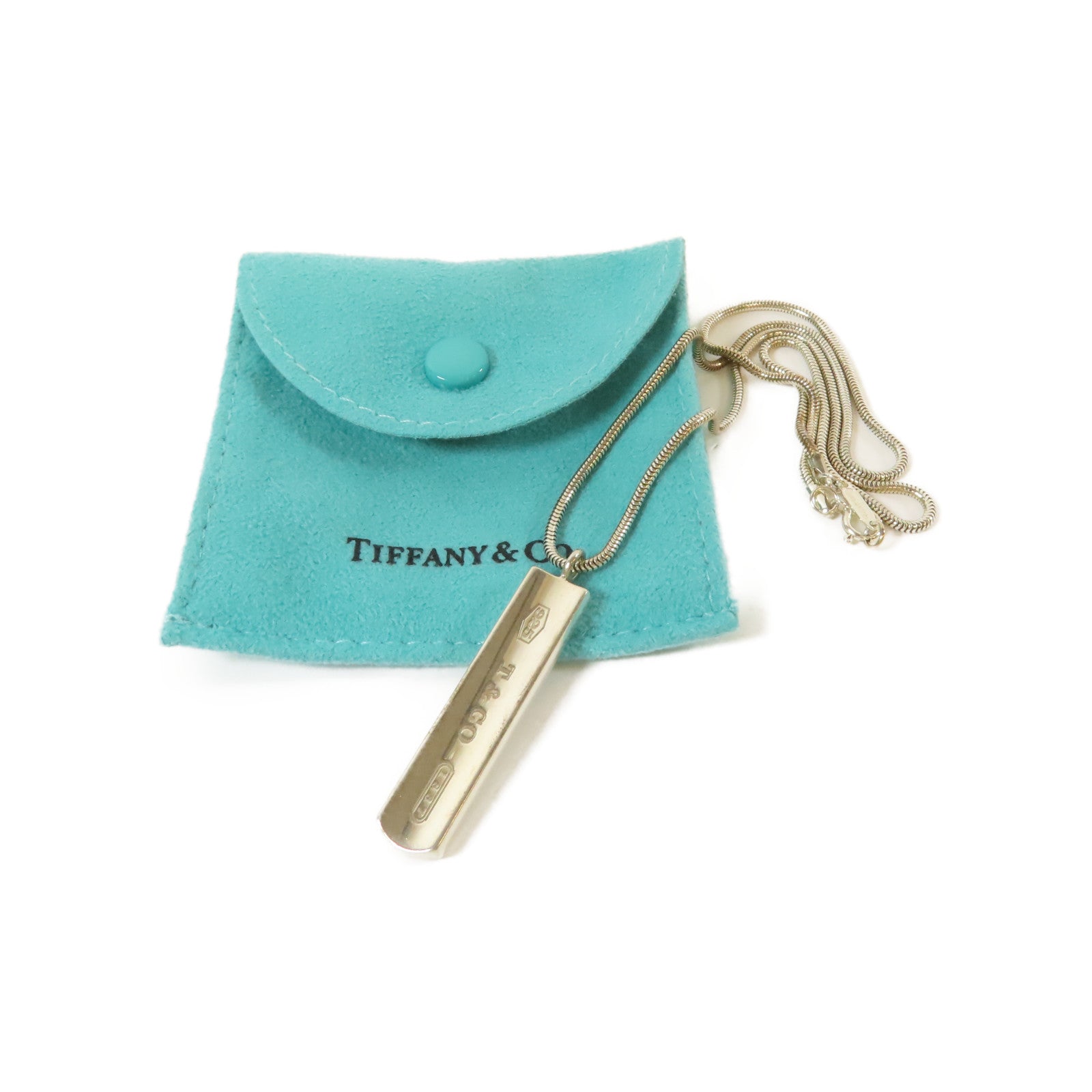 TIFFANY＆CO 925純銀1837 Bar Pendant Necklace項鍊#44cm