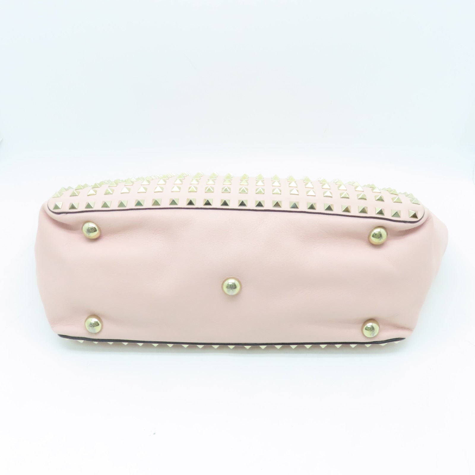 Valentino Leather Rockstud Gold Buckle Shoulder Bag Pink