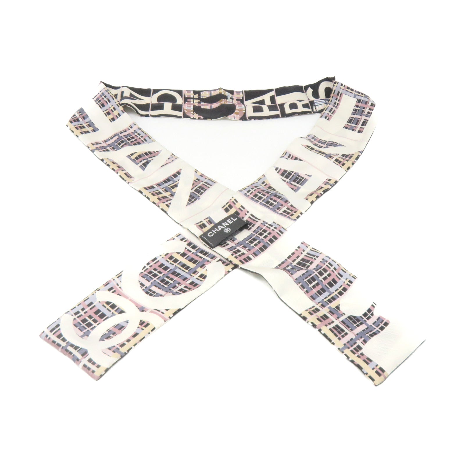 CHANEL Silk Scarf Black/White/Color