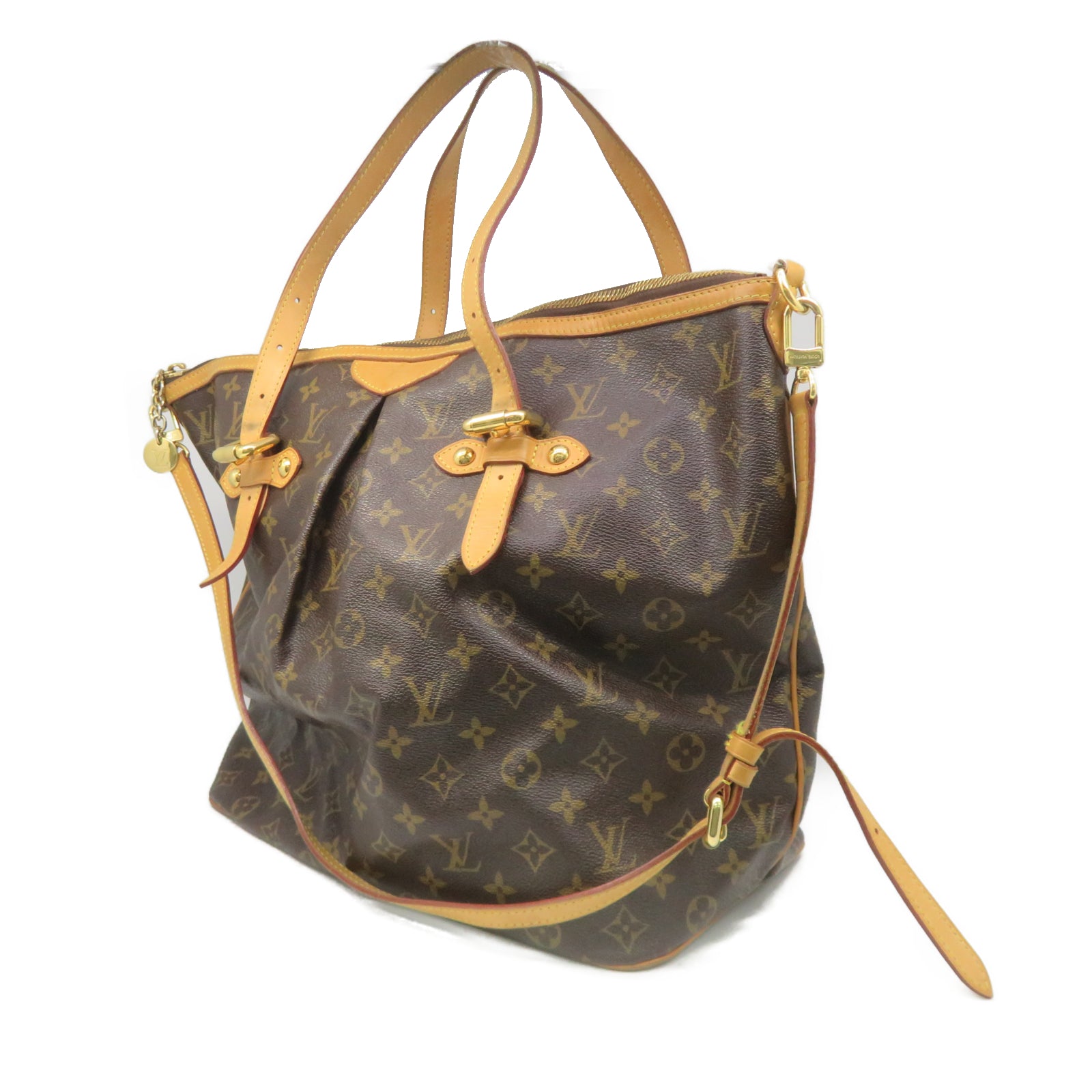 LOUIS VUITTON Monogram Palermo GM gold buckle shoulder shoulder bag brown