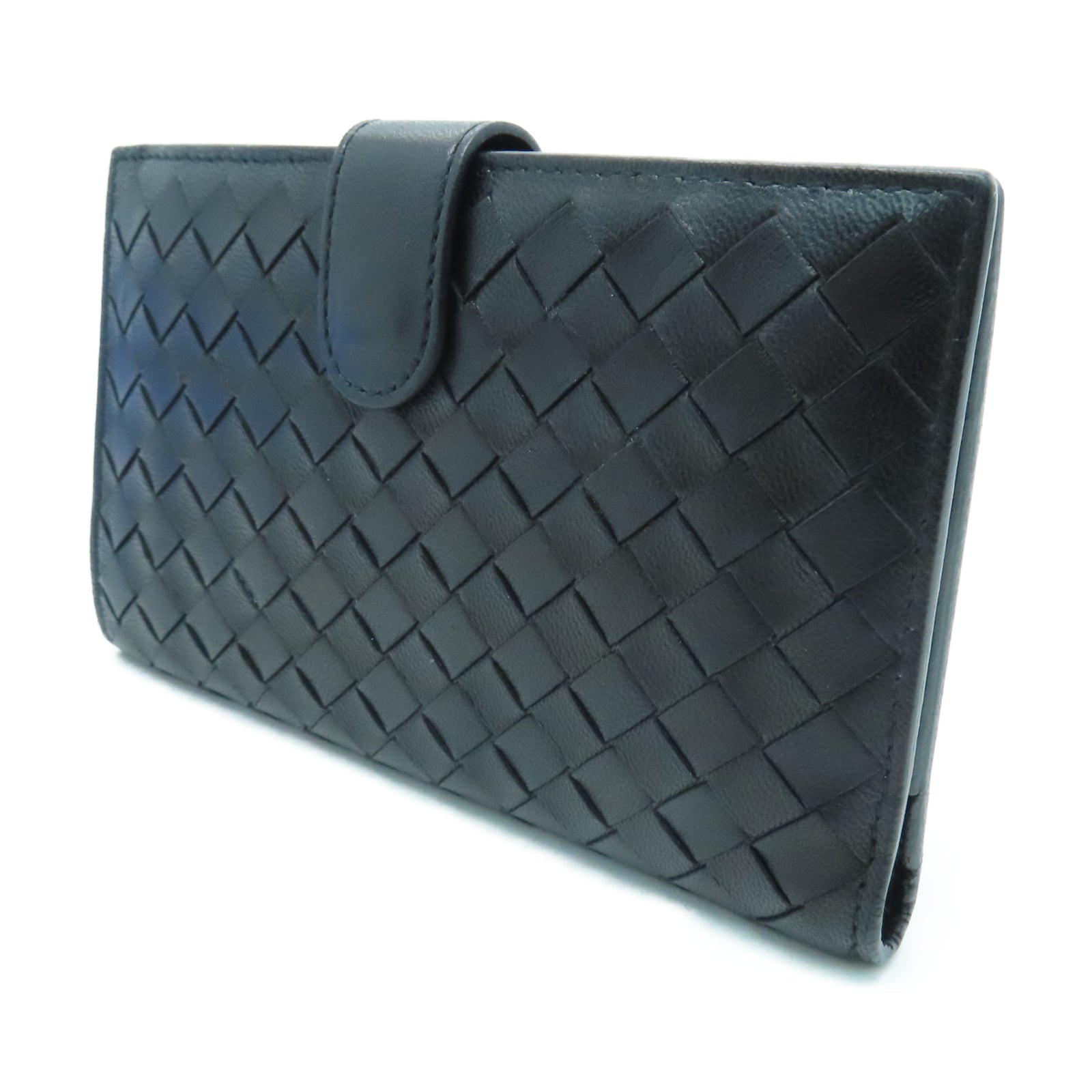 BOTTEGA VENETA 牛皮皮革Wallet銀扣長錢包黑色