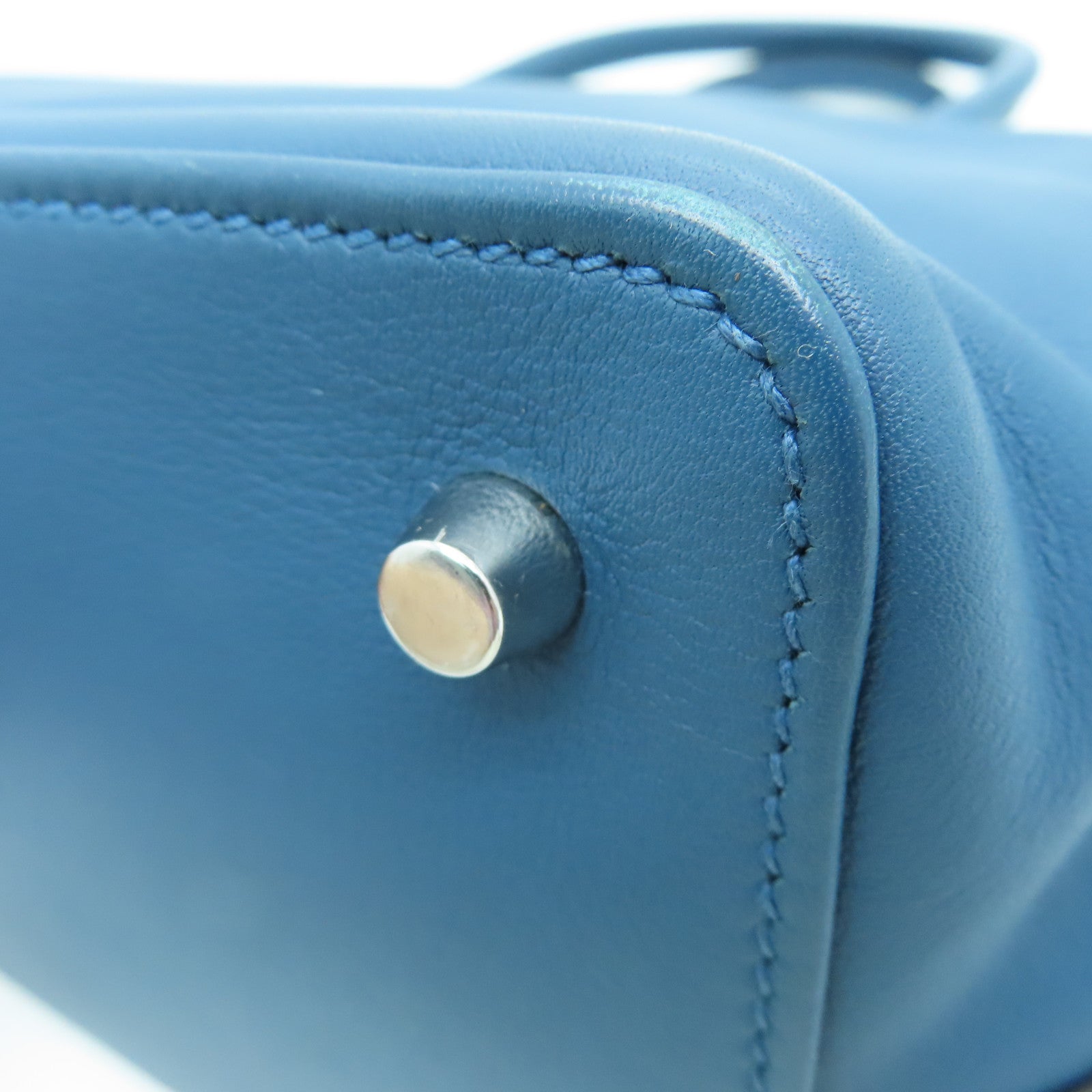 HERMES Swift皮革Tool Box 20银扣手挽肩背两用袋Blue Izmir/蓝色