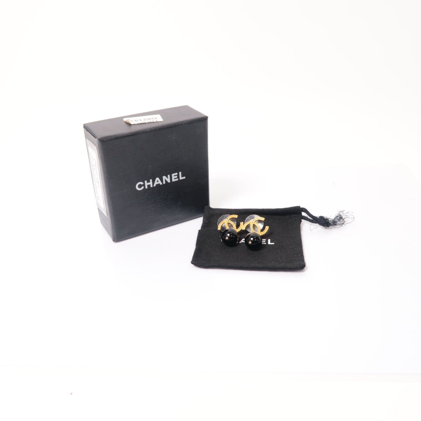 CHANEL PVC/金屬Earrings耳環黒色/金色