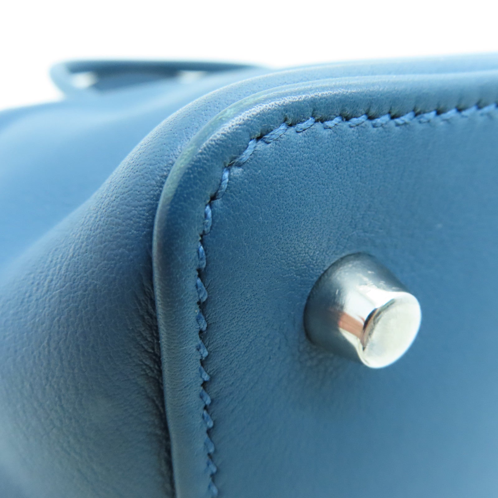 HERMES Swift皮革Tool Box 20银扣手挽肩背两用袋Blue Izmir/蓝色