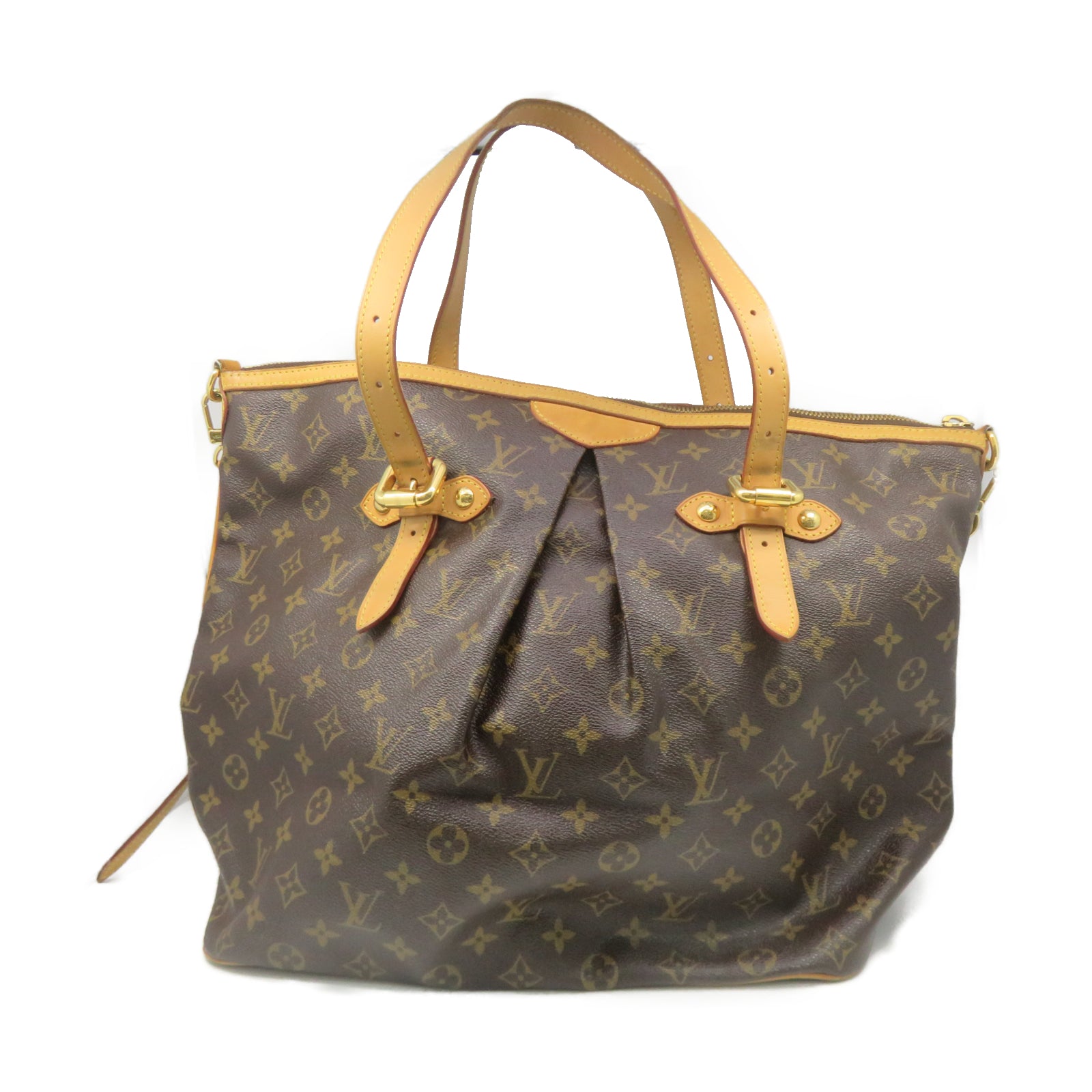 LOUIS VUITTON Monogram Palermo GM gold buckle shoulder shoulder bag brown