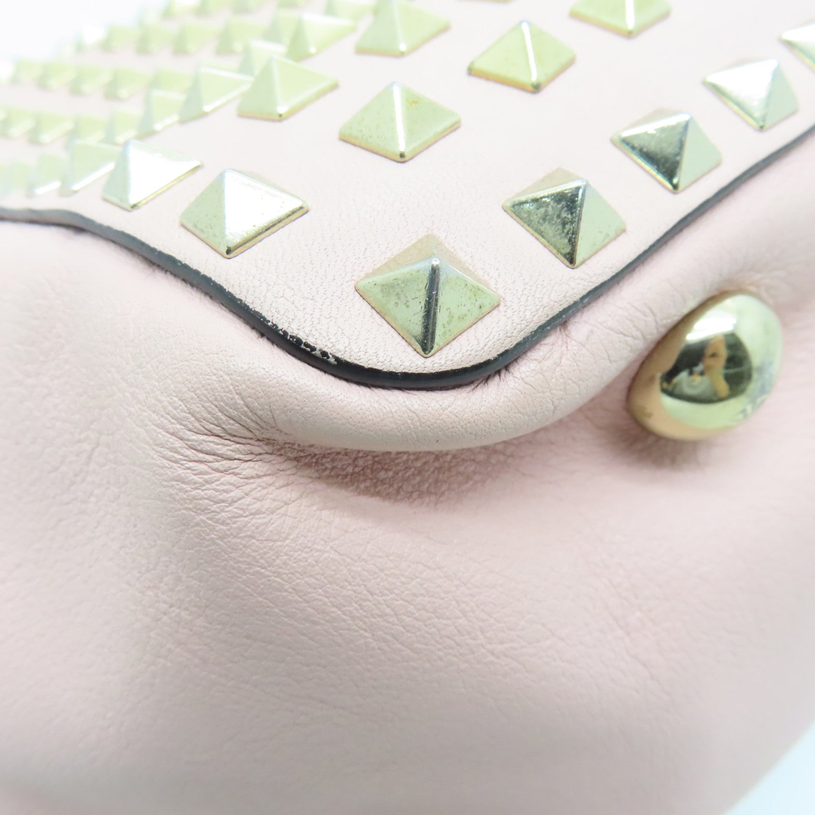 Valentino Leather Rockstud Gold Buckle Shoulder Bag Pink