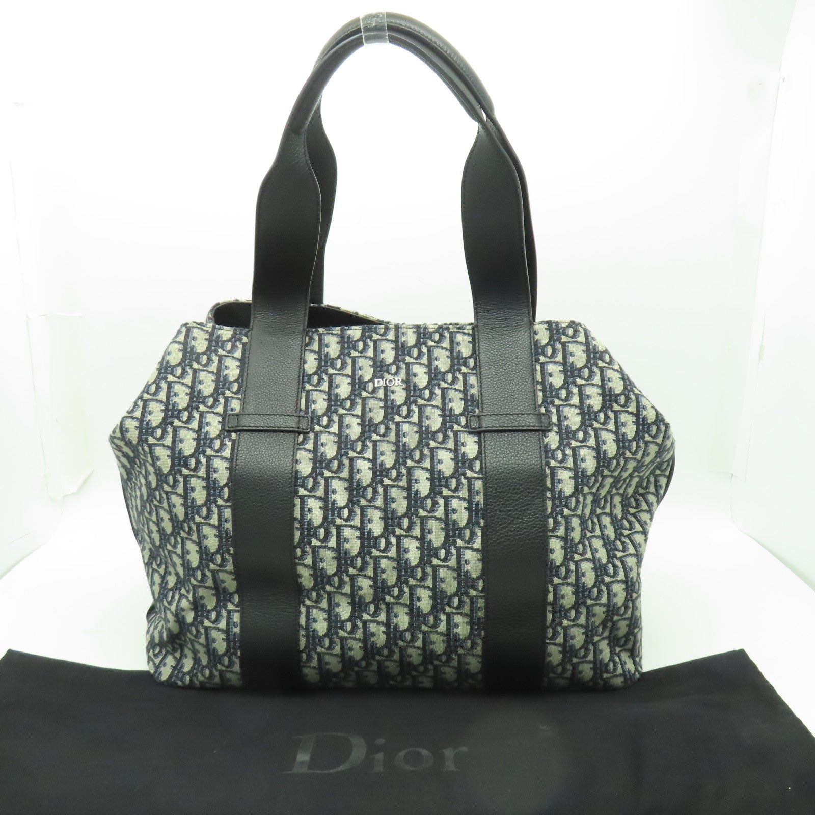 Dior 帆布Tote Bag銀扣手挽袋藍色