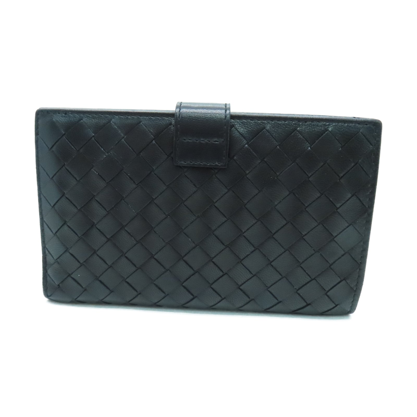 BOTTEGA VENETA 牛皮皮革Wallet銀扣長錢包黑色