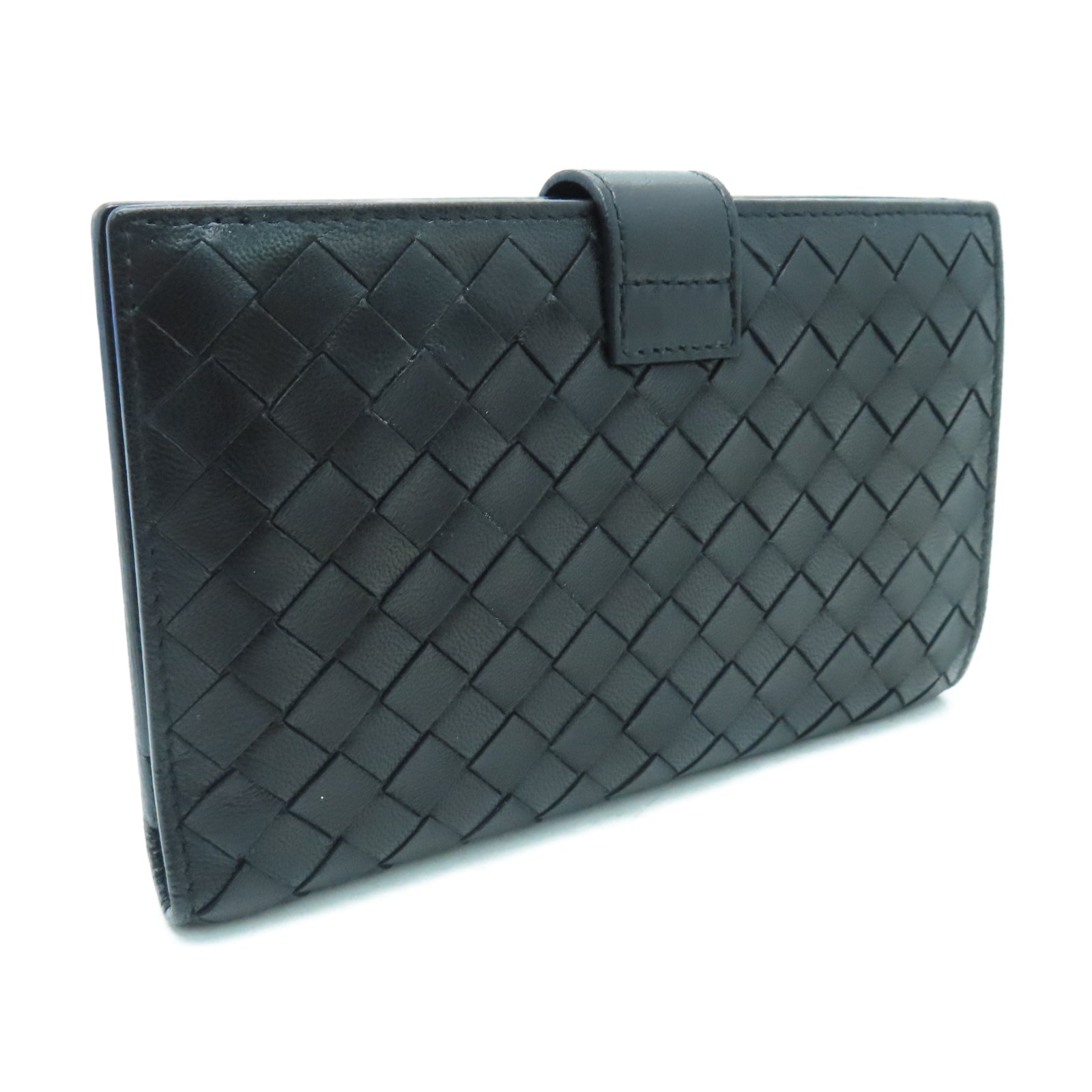 BOTTEGA VENETA 牛皮皮革Wallet銀扣長錢包黑色