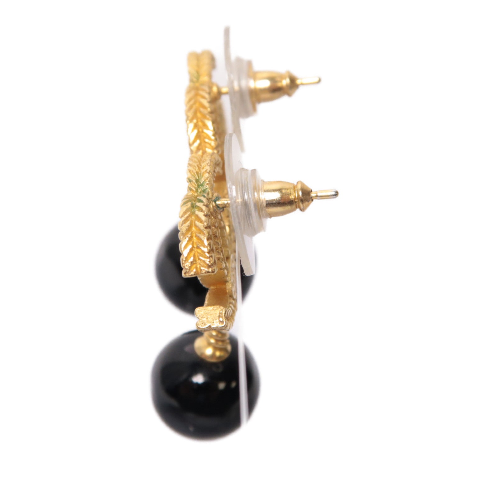 CHANEL PVC/金屬Earrings耳環黒色/金色