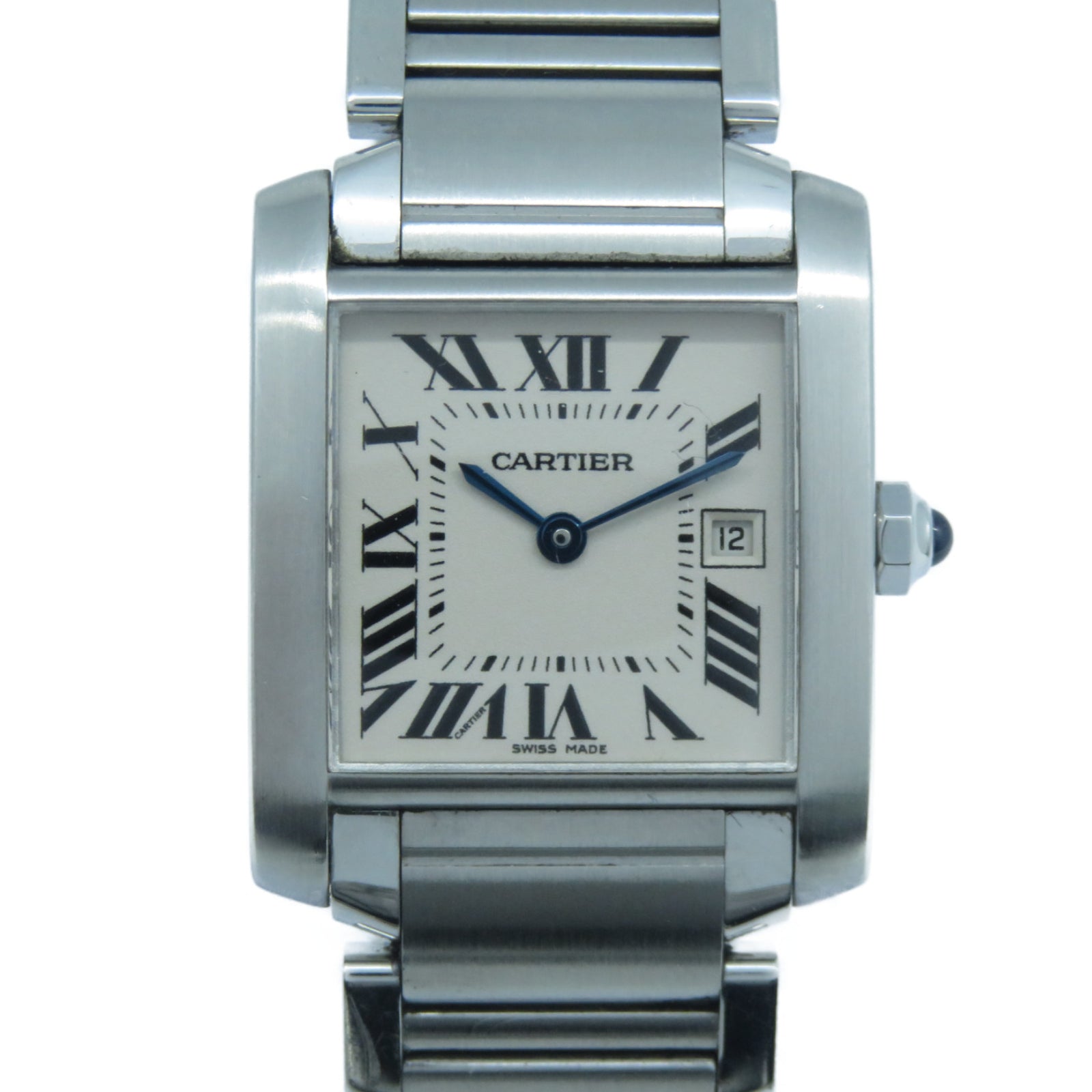 CARTIER Tank Francaise不鏽鋼手錶石英機芯白色