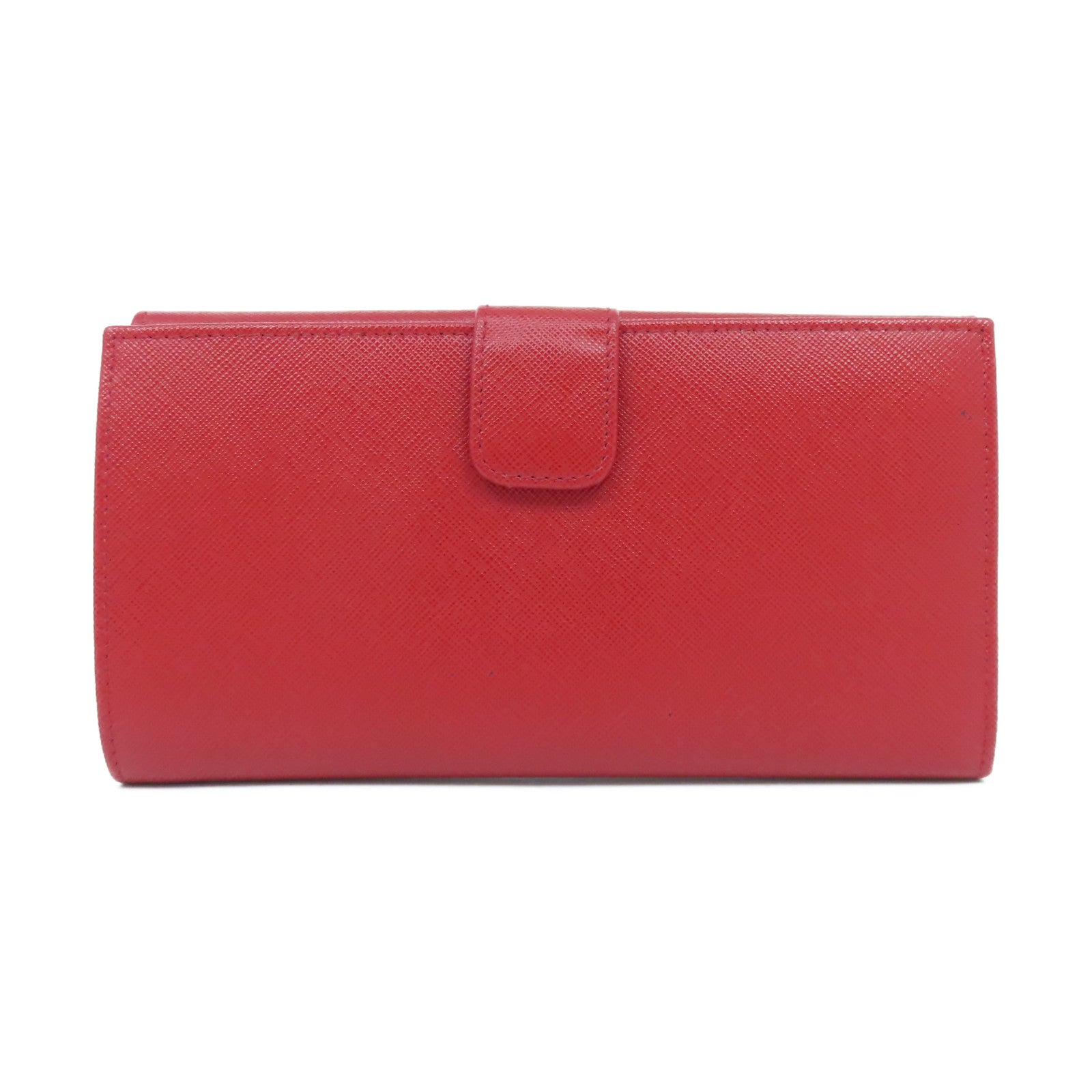 PRADA 牛皮皮革Long Wallet金扣長錢包紅色