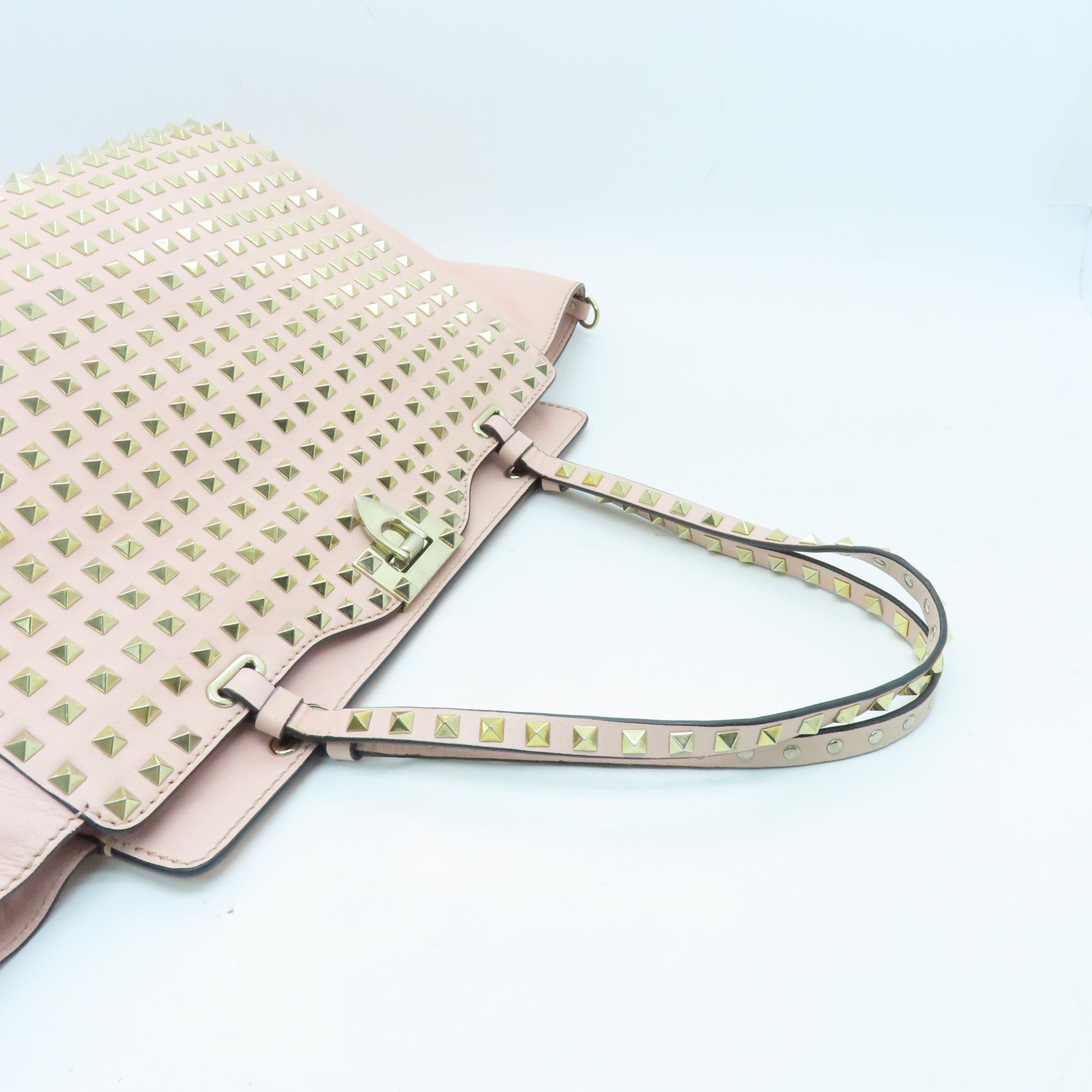 Valentino Leather Rockstud Gold Buckle Shoulder Bag Pink