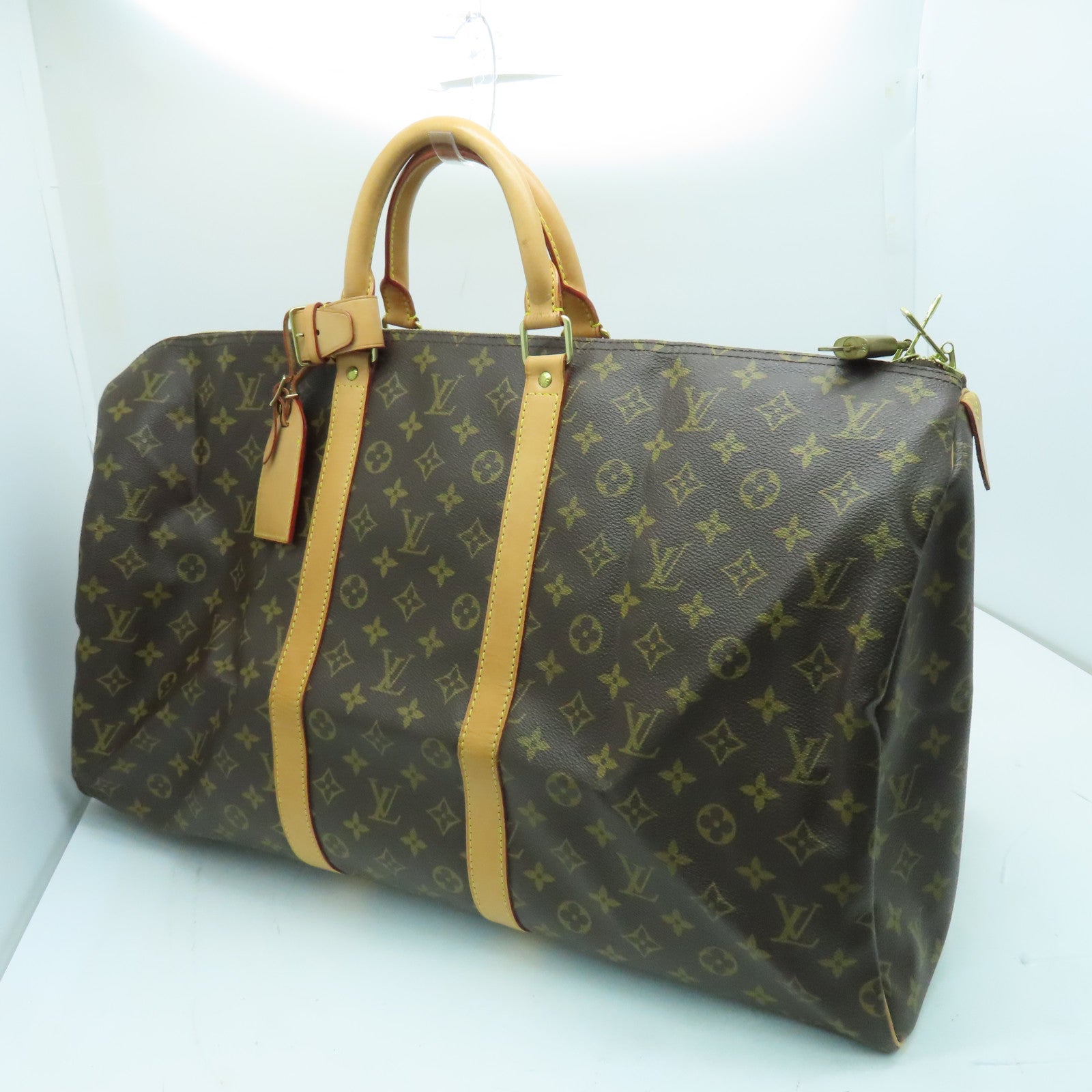 LOUIS VUITTON Monogram Keepall 55手挽袋/旅行袋金扣啡色