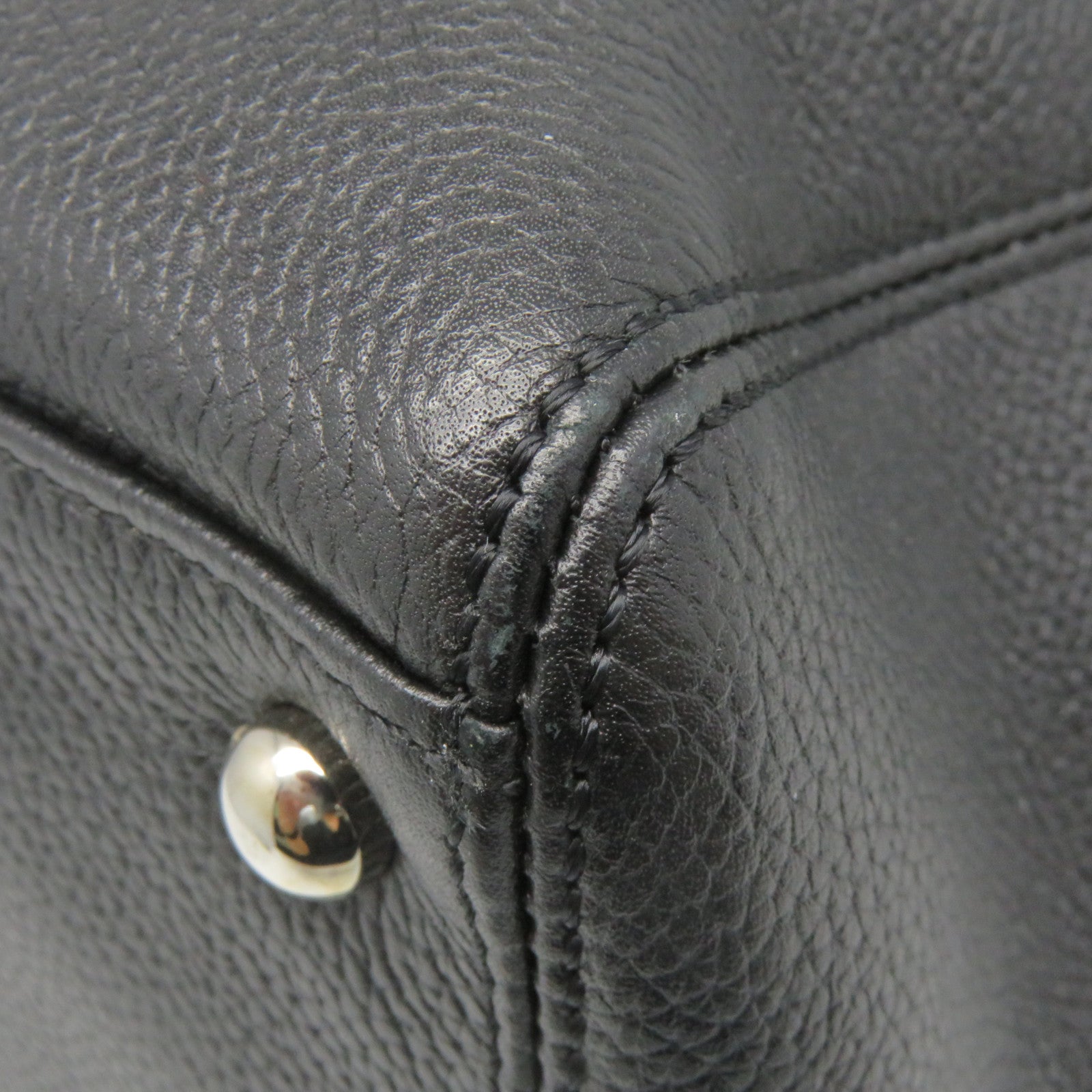 CHANEL 【激減優惠】牛皮皮革2Way Tote Bag銀扣手挽肩背兩用袋黑色