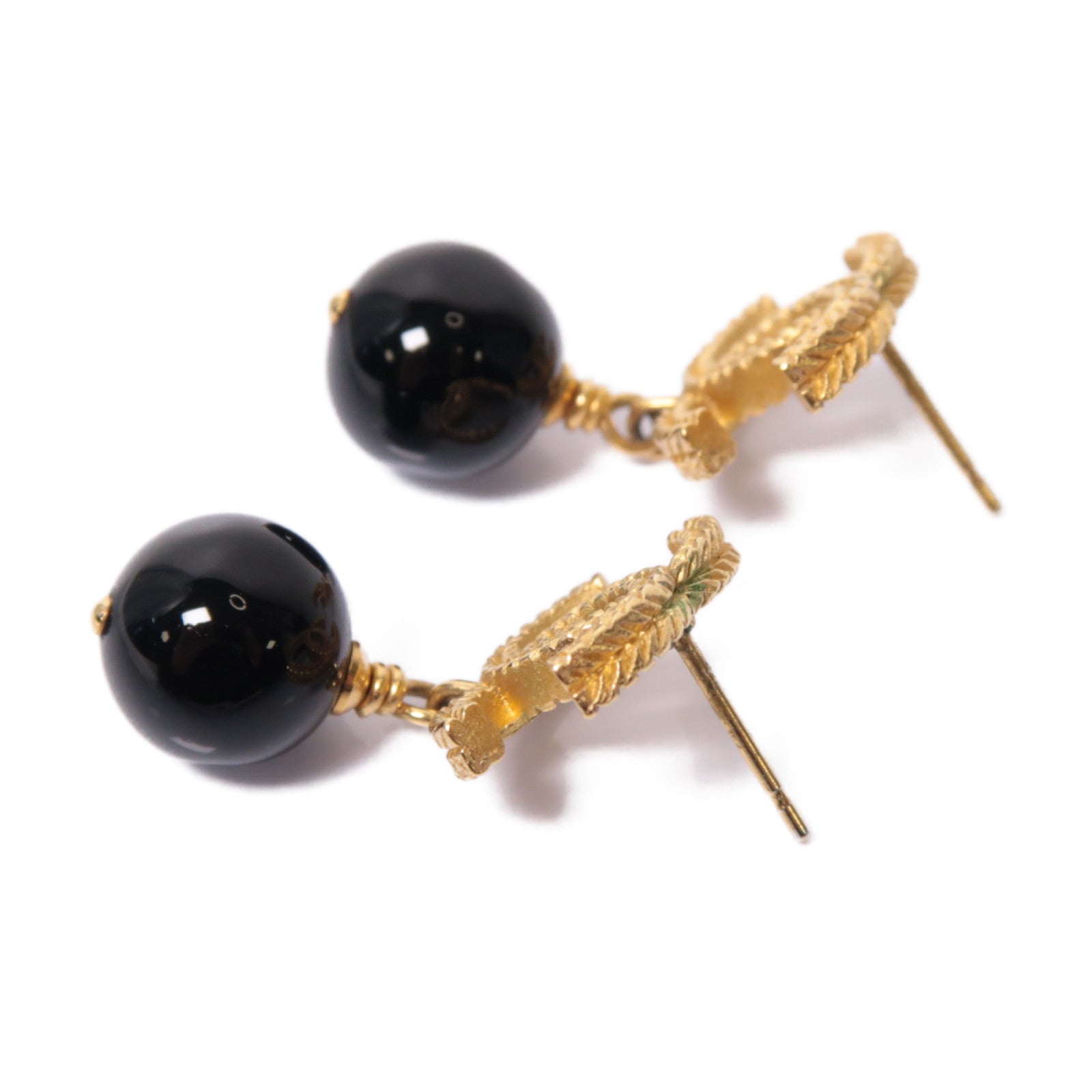 CHANEL PVC/金屬Earrings耳環黒色/金色