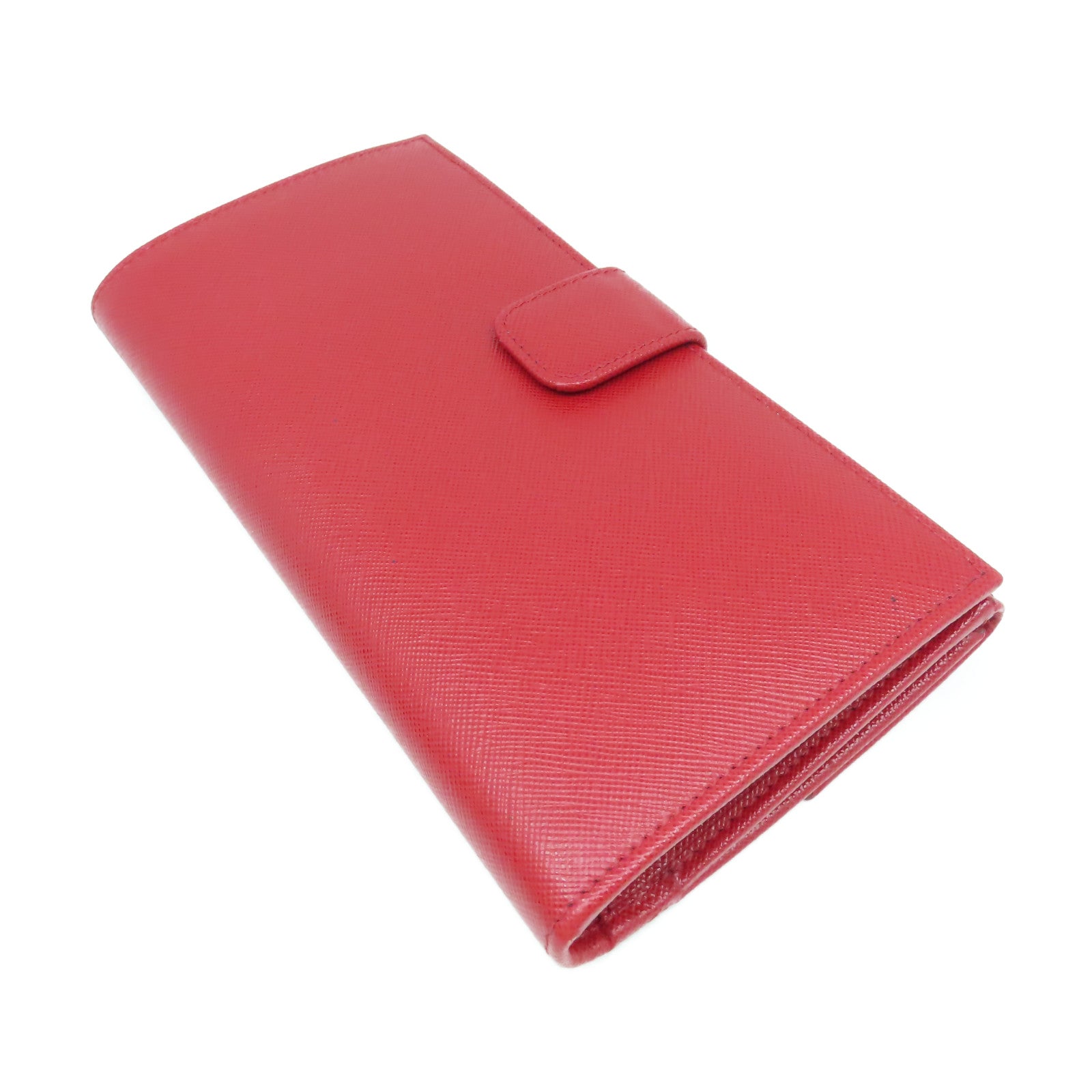 PRADA 牛皮皮革Long Wallet金扣長錢包紅色