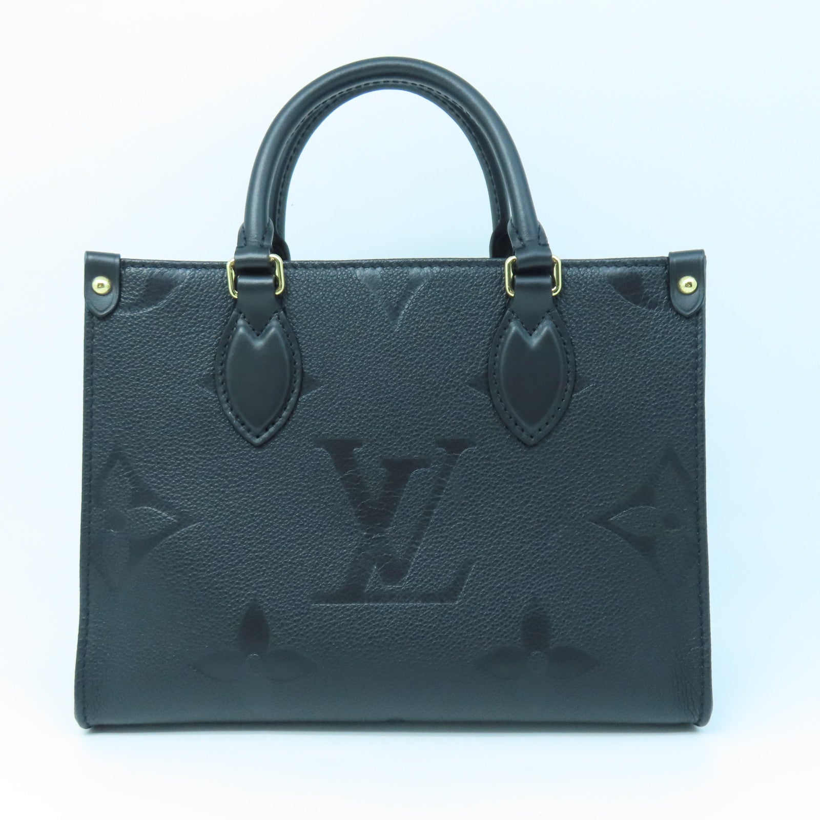 LOUIS VUITTON Monogram Empreinte On The Go PM gold buckle handle shoulder bag dual-use black