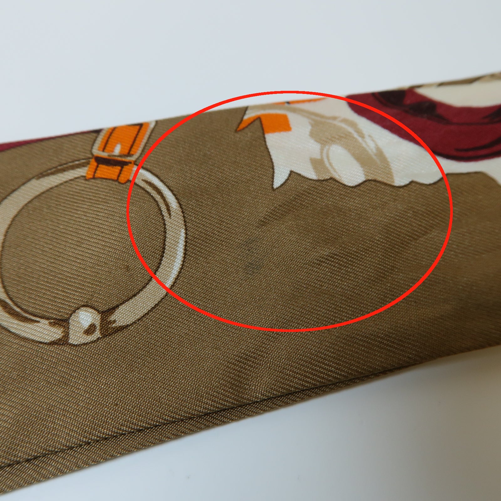 HERMES 絲質Twilly絲巾啡色