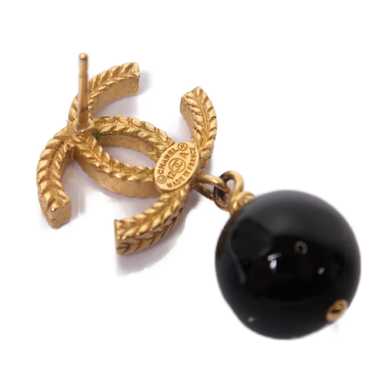 CHANEL PVC/金屬Earrings耳環黒色/金色