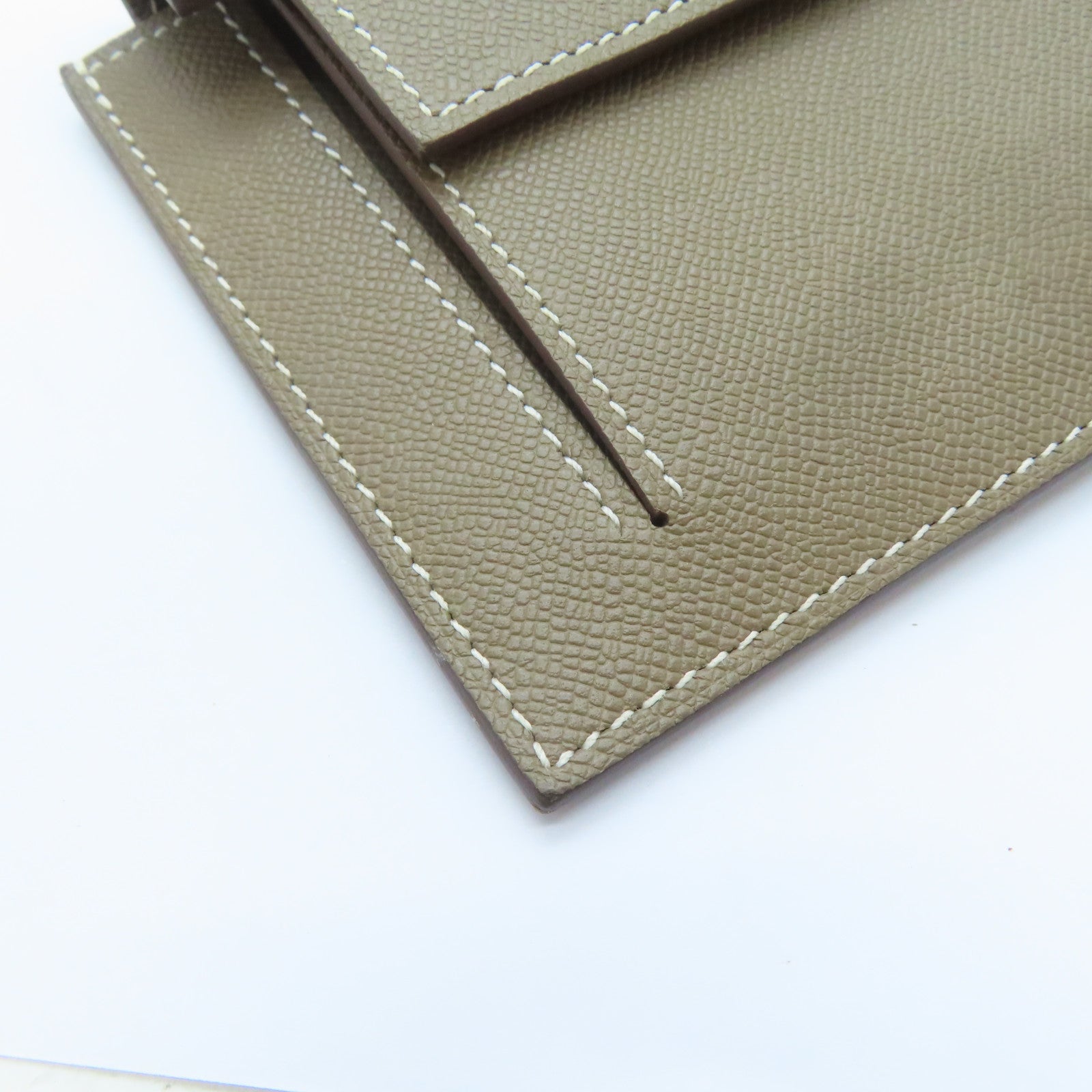 HERMES Epsom皮革Kelly Pocket金扣卡片套Etoupe大象灰色