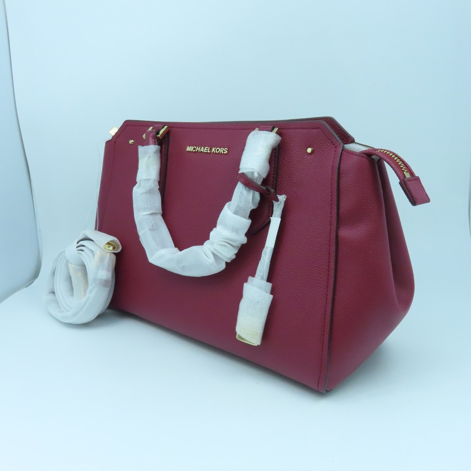 Michael Kors 牛皮皮革2 Way Shoulder金扣手挽肩背兩用袋紅色