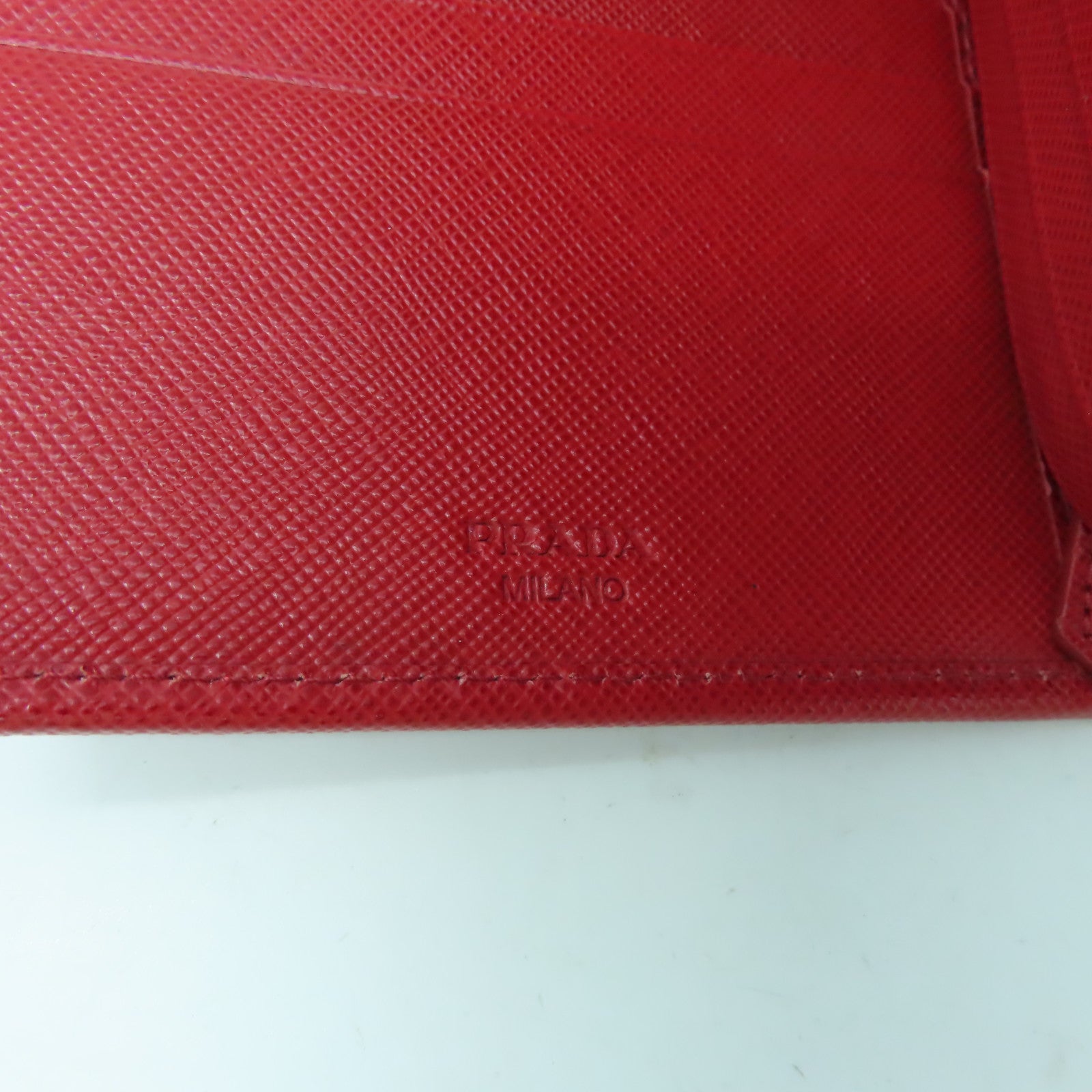 PRADA 牛皮皮革Long Wallet金扣長錢包紅色